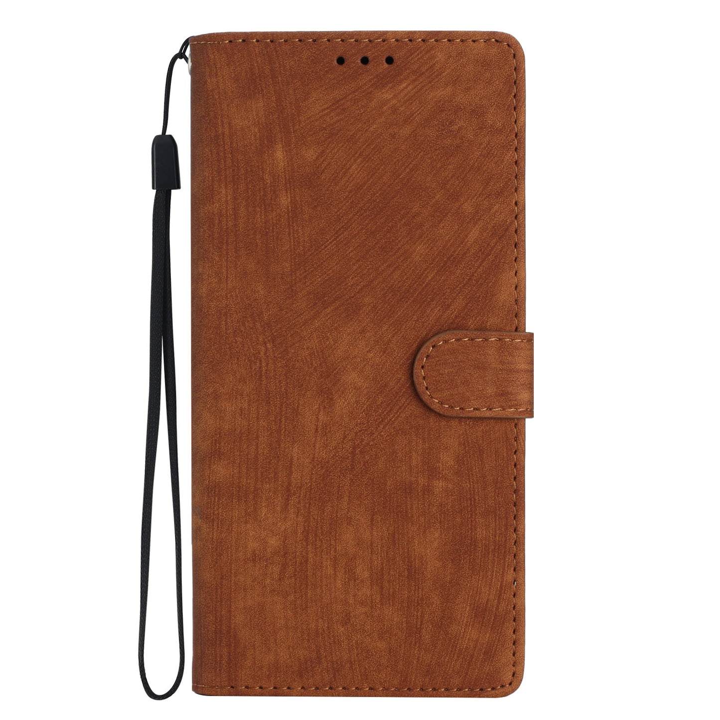 For Samsung Galaxy S24+ Case Solid Color Leather Stand Phone Cover - Brown