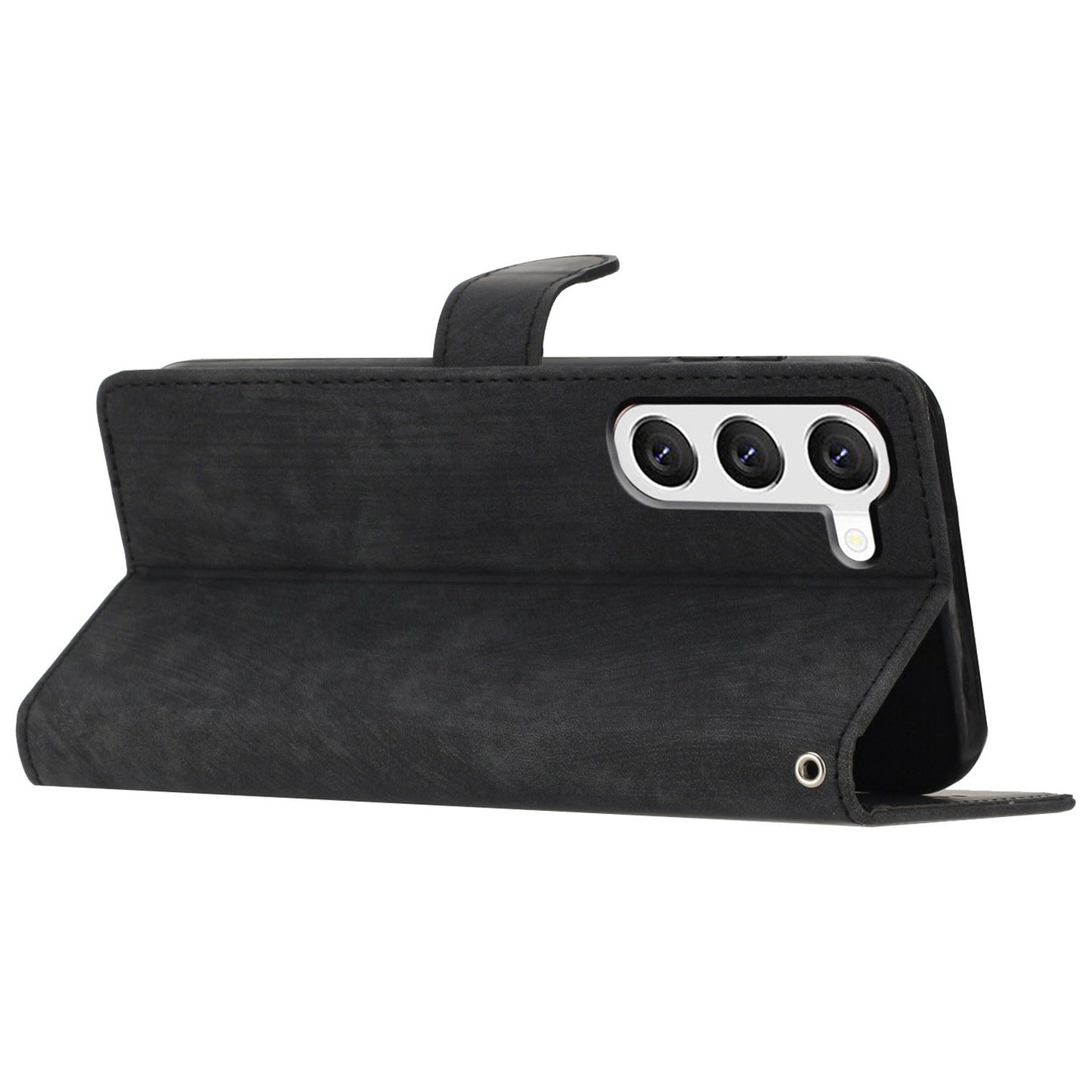For Samsung Galaxy S24 Case Leather Wallet Stand Phone Cover - Black