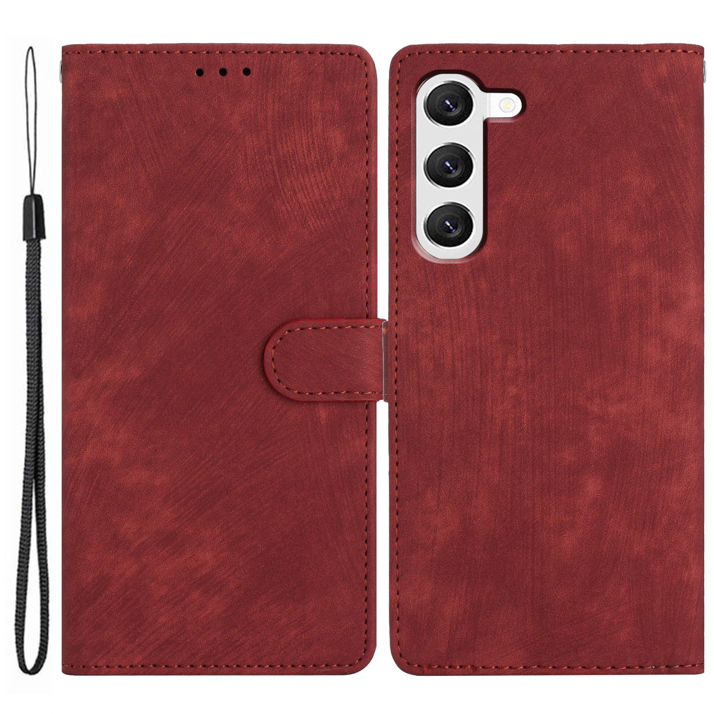 For Samsung Galaxy S24 Case Leather Wallet Stand Phone Cover - Red