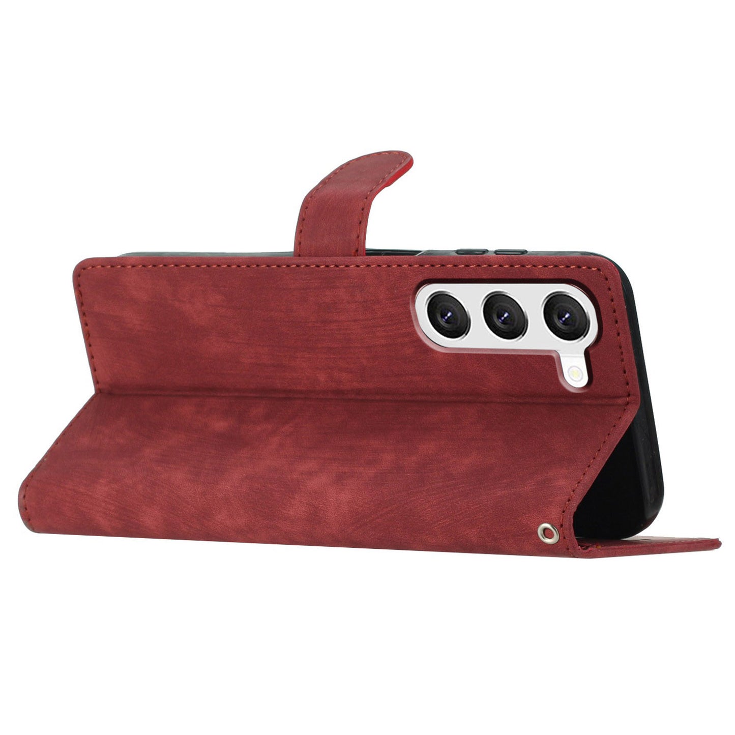 For Samsung Galaxy S24 Case Leather Wallet Stand Phone Cover - Red