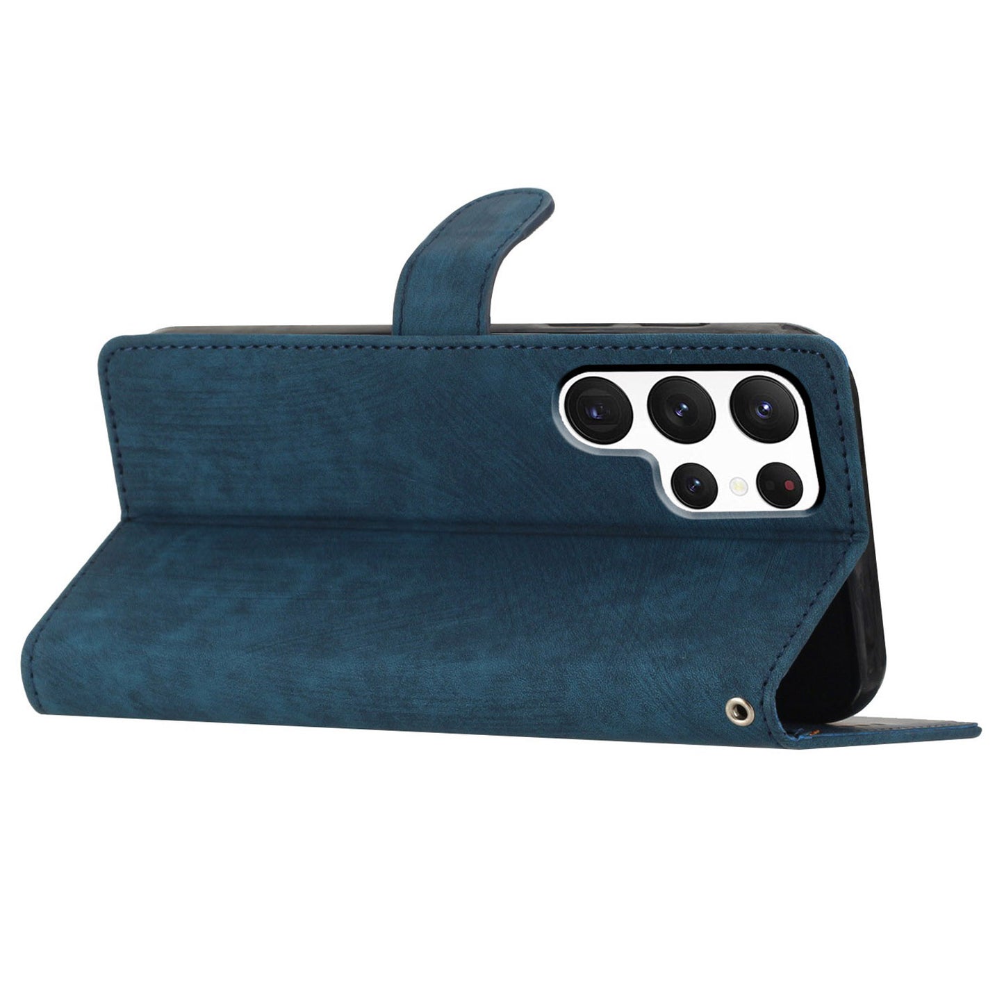 For Samsung Galaxy S24 Ultra Case Skin-touch Wallet Leather Phone Cover - Blue