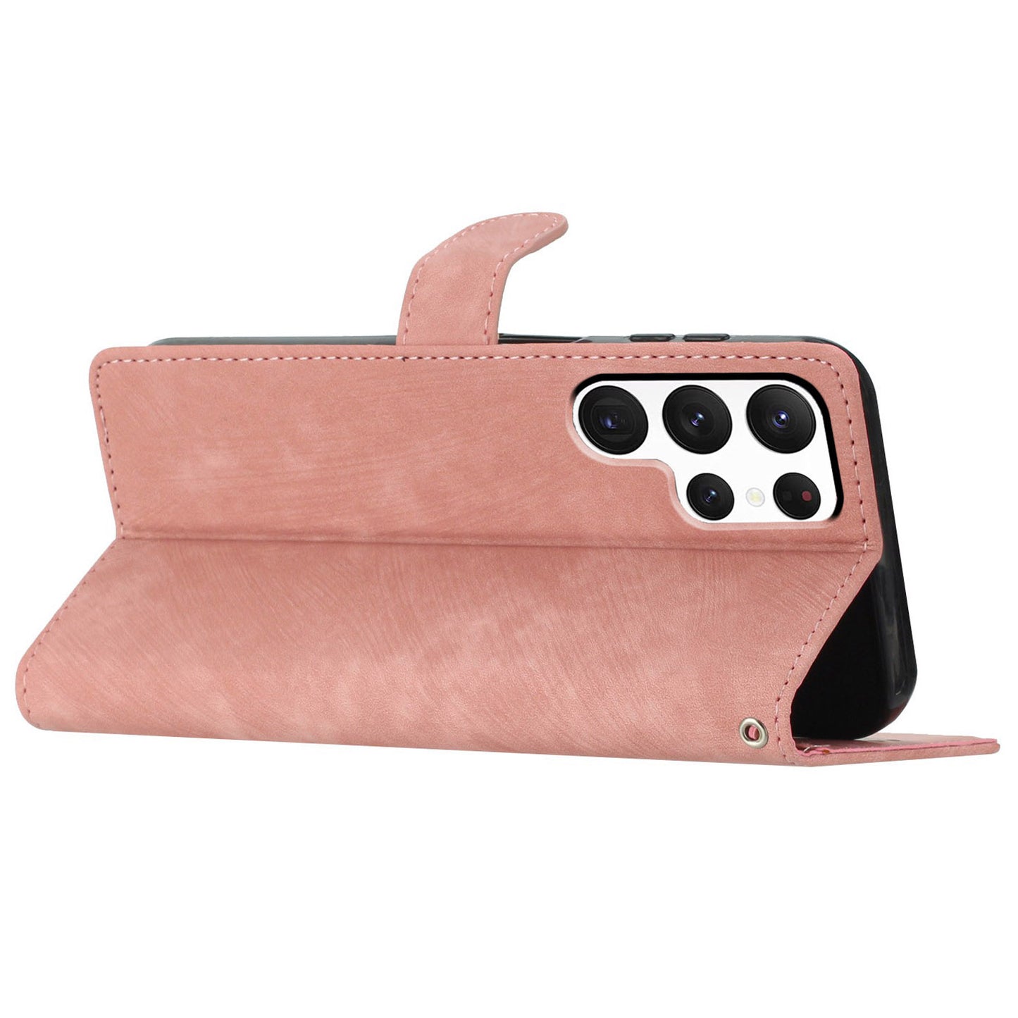 For Samsung Galaxy S24 Ultra Case Skin-touch Wallet Leather Phone Cover - Pink