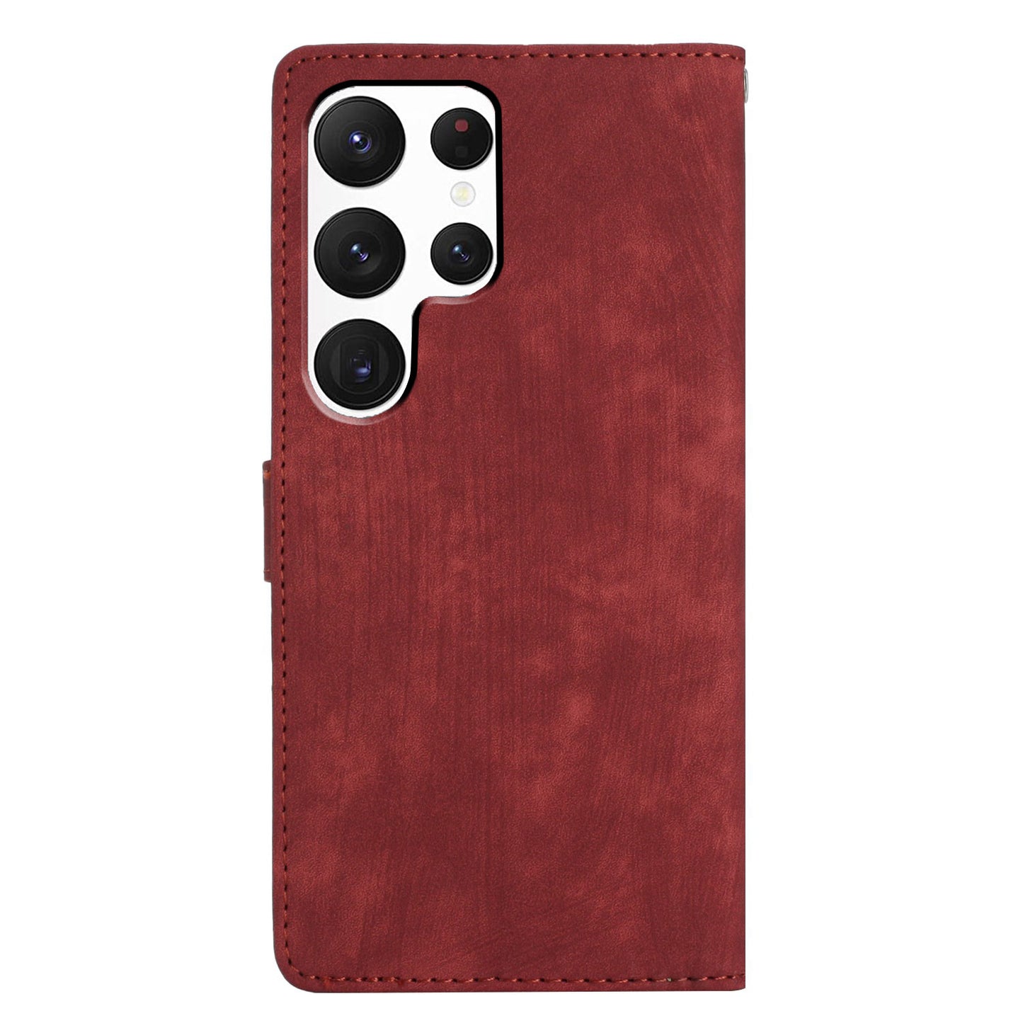 For Samsung Galaxy S24 Ultra Case Skin-touch Wallet Leather Phone Cover - Red