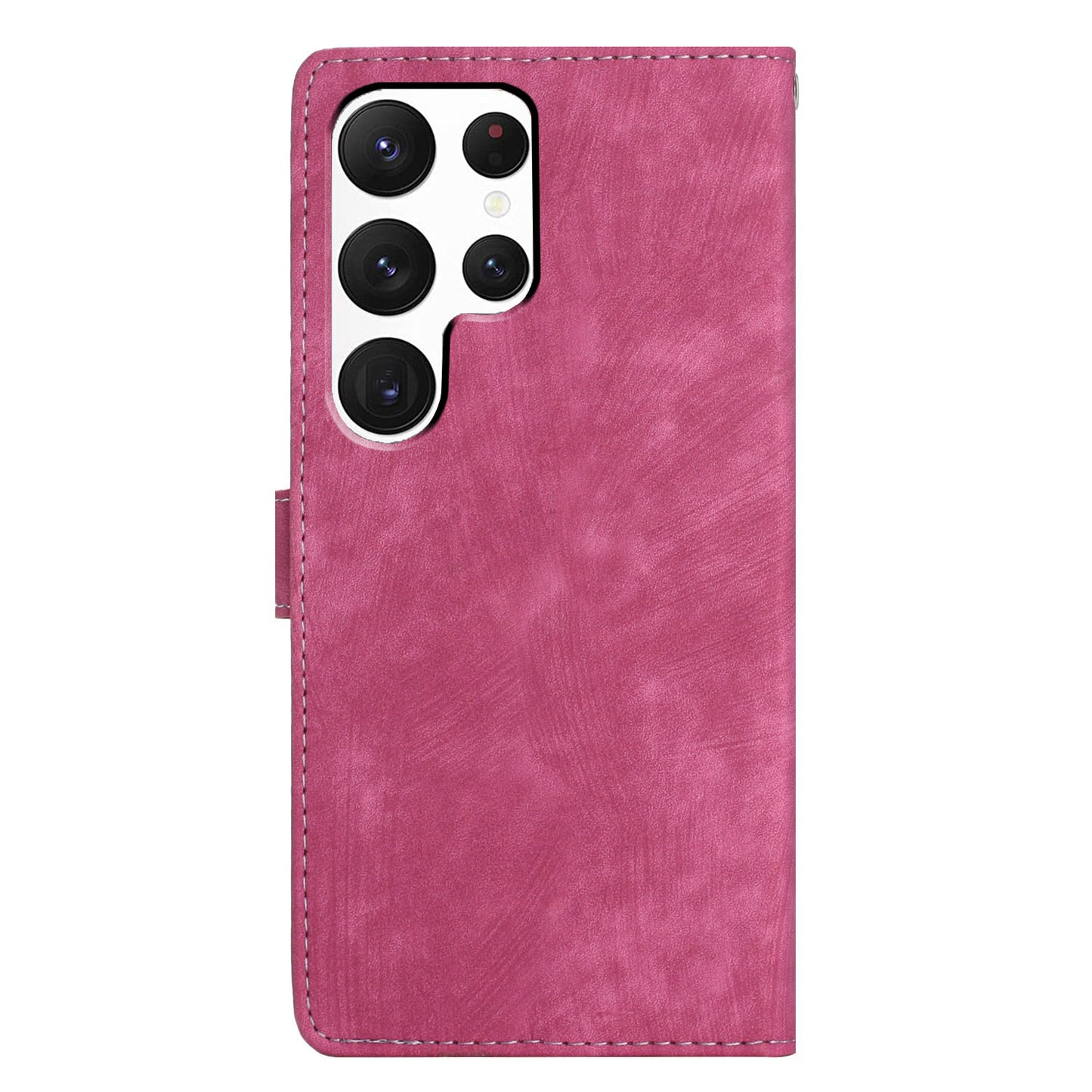 For Samsung Galaxy S24 Ultra Case Skin-touch Wallet Leather Phone Cover - Rose