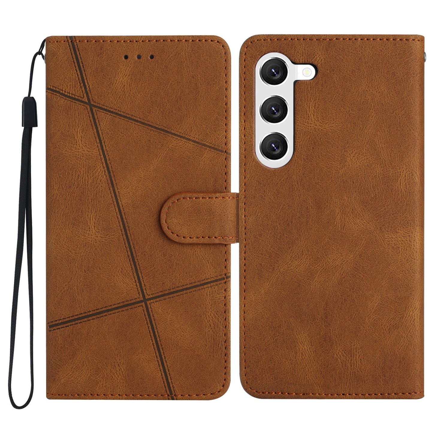 For Samsung Galaxy S24+ Case Magnetic Clasp Wallet Leather Cover - Brown