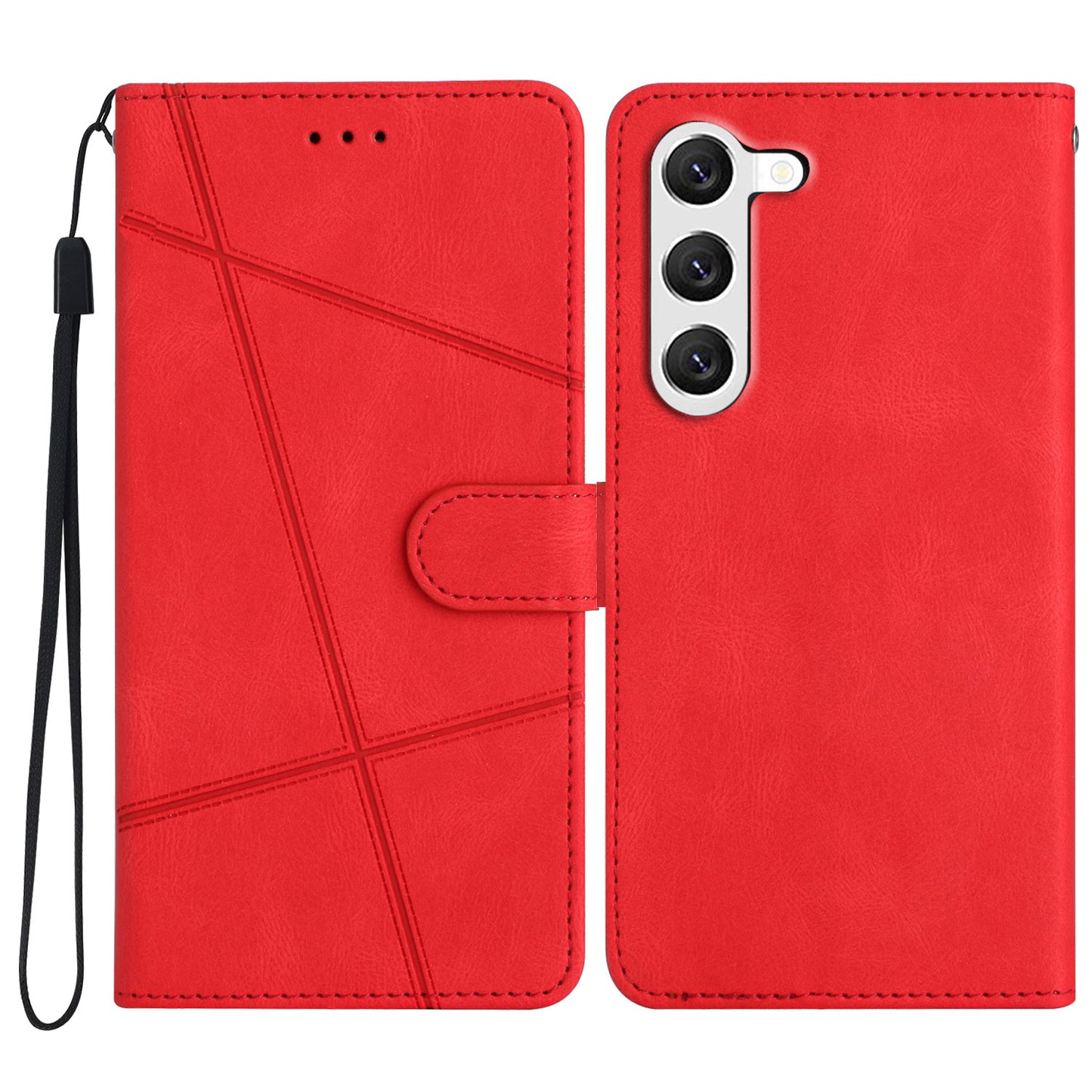For Samsung Galaxy S24+ Case Magnetic Clasp Wallet Leather Cover - Red