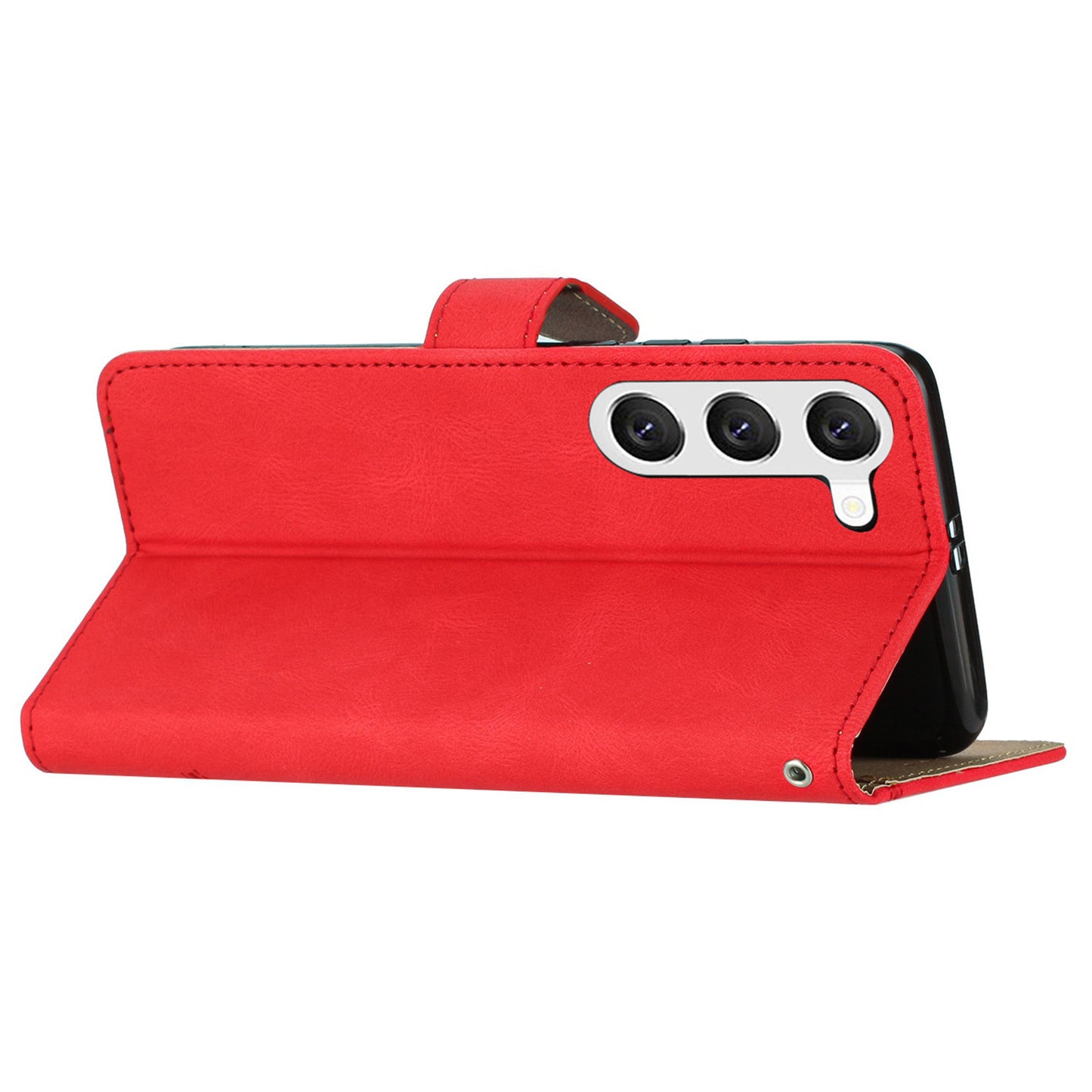 For Samsung Galaxy S24+ Case Magnetic Clasp Wallet Leather Cover - Red
