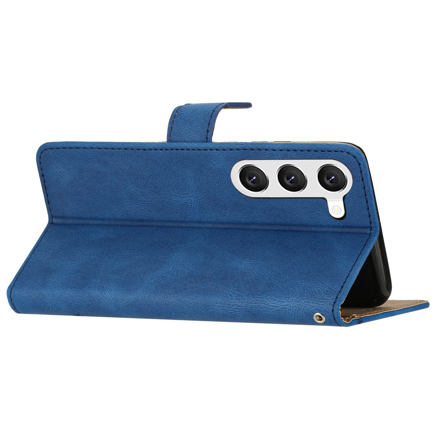For Samsung Galaxy S24 Case PU Leather Wallet Imprinted Phone Cover - Blue