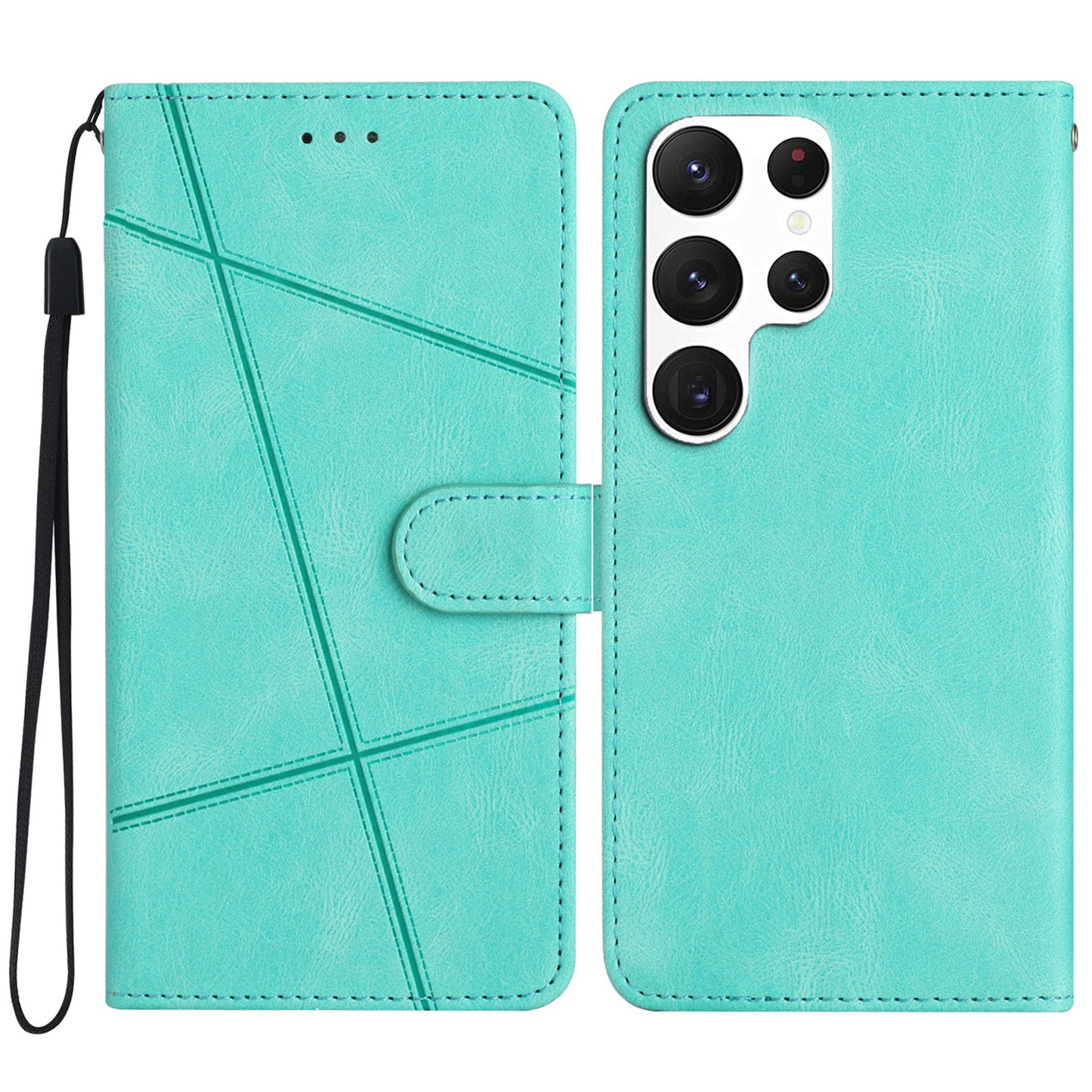 For Samsung Galaxy S24 Ultra Case Crazy Horse Texture Phone Wallet Cover - Green