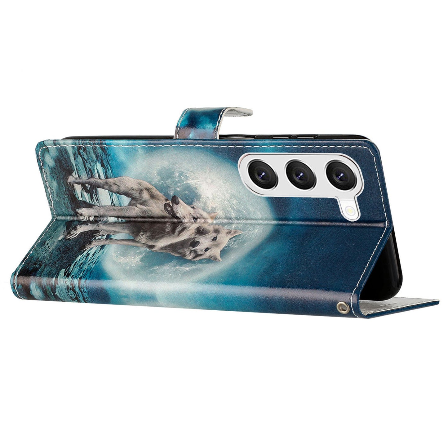 For Samsung Galaxy S24 Case Pattern Printing PU Leather Stand Phone Cover - Two Wolves