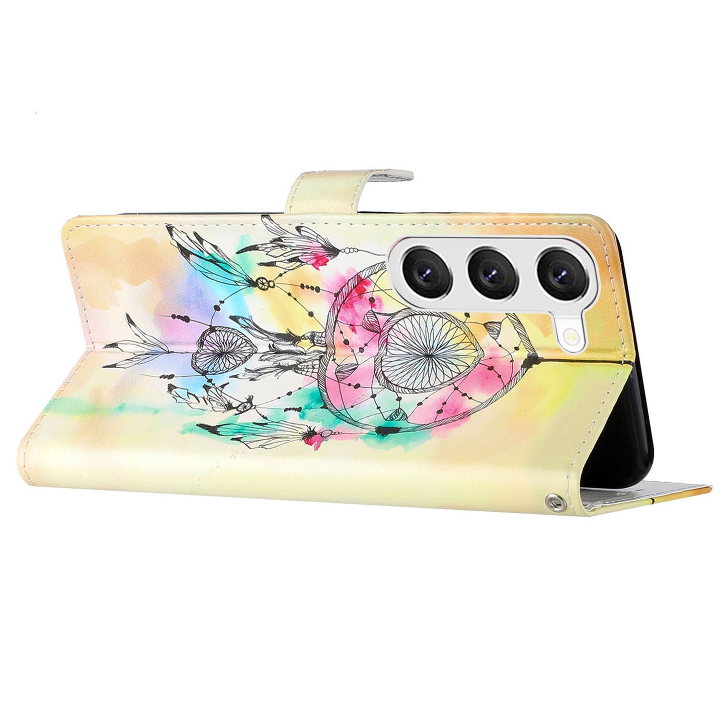 For Samsung Galaxy S24 Case Pattern Printing PU Leather Stand Phone Cover - Wind Chime