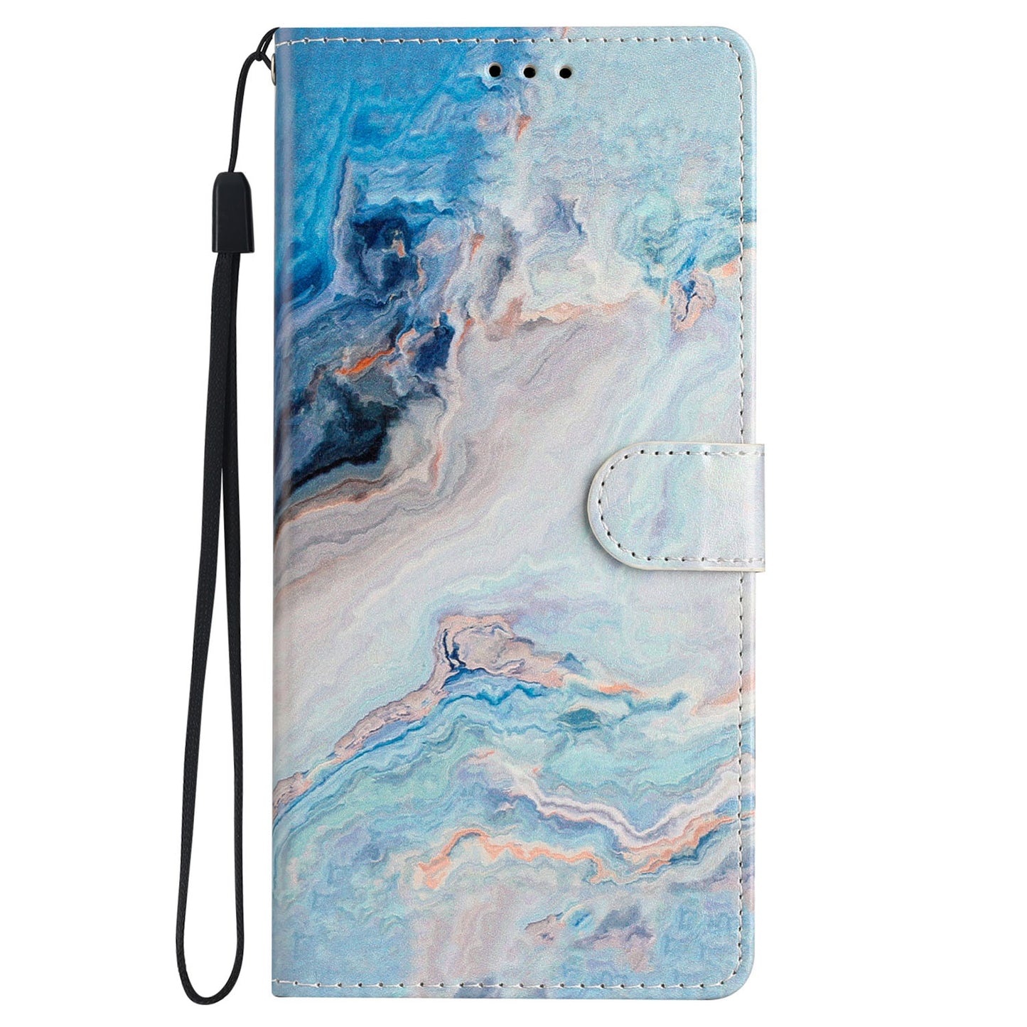 For Samsung Galaxy S24 Case Pattern Printing PU Leather Stand Phone Cover - Blue Marble