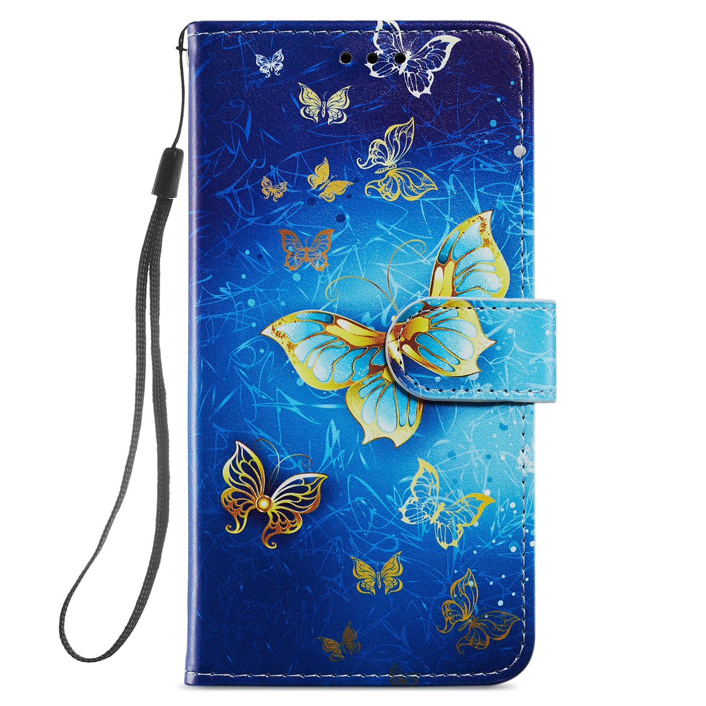 For Samsung Galaxy S24 Case Pattern Printing PU Leather Stand Phone Cover - Golden Butterfly
