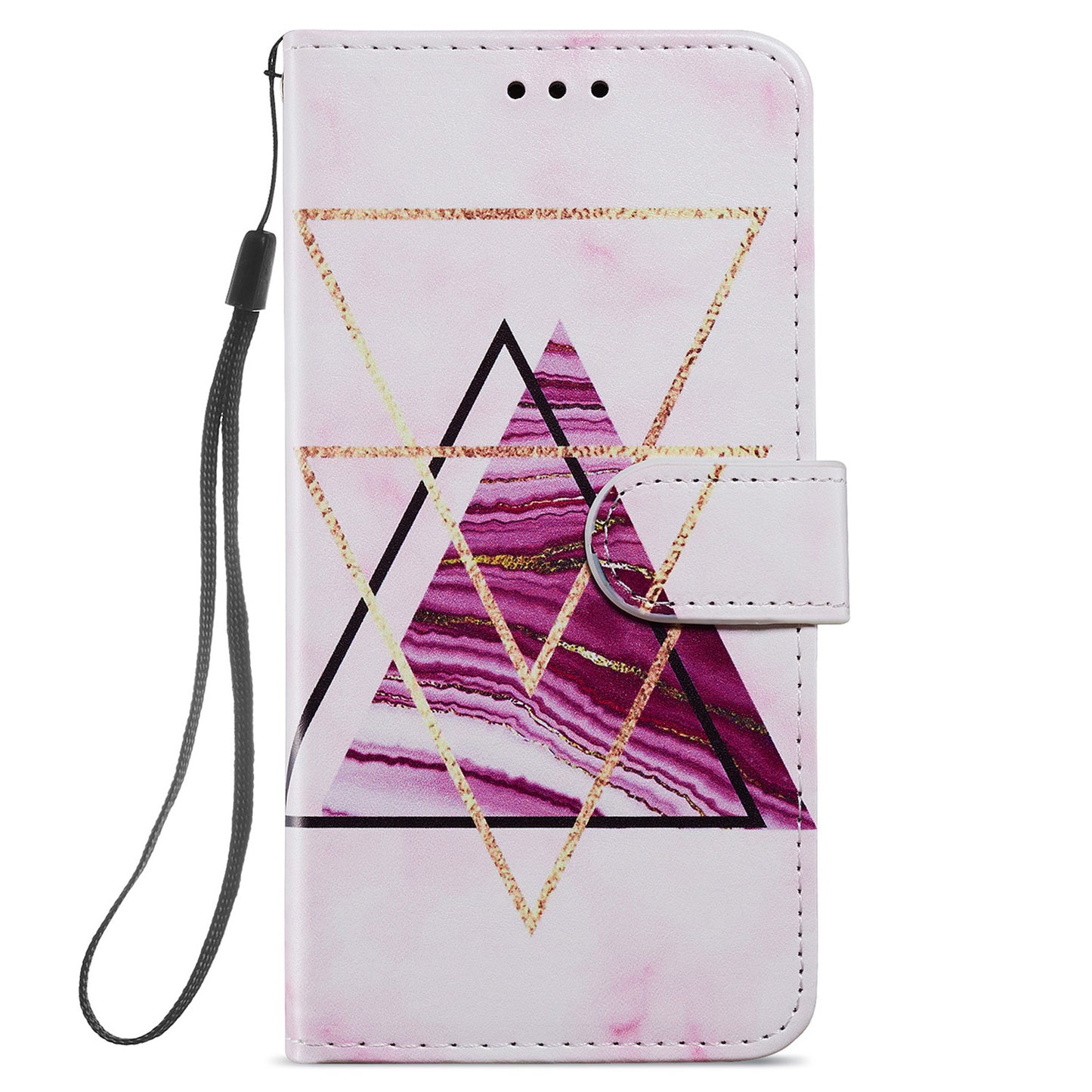 For Samsung Galaxy S24 Case Pattern Printing PU Leather Stand Phone Cover - Tri-color Marble