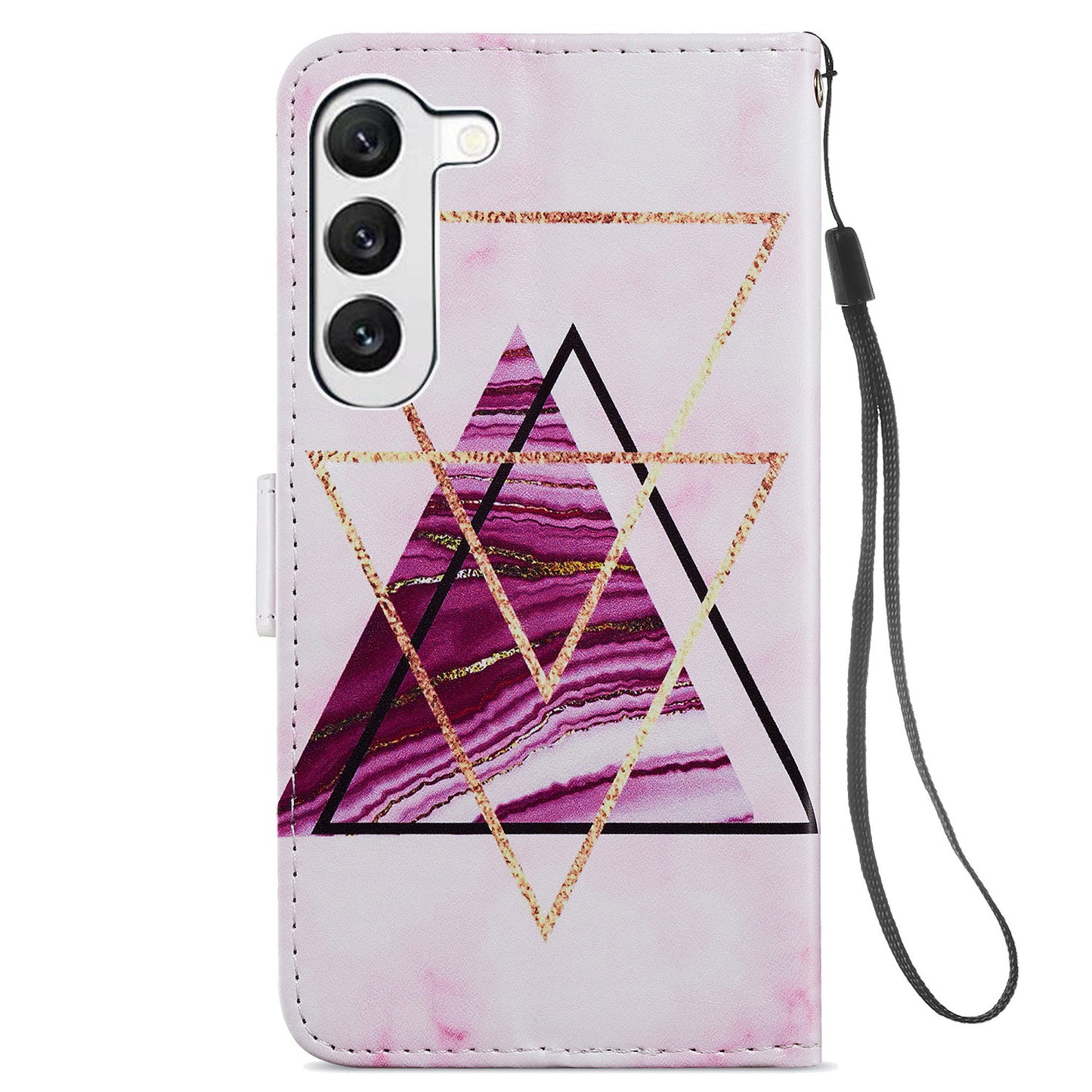 For Samsung Galaxy S24 Case Pattern Printing PU Leather Stand Phone Cover - Tri-color Marble