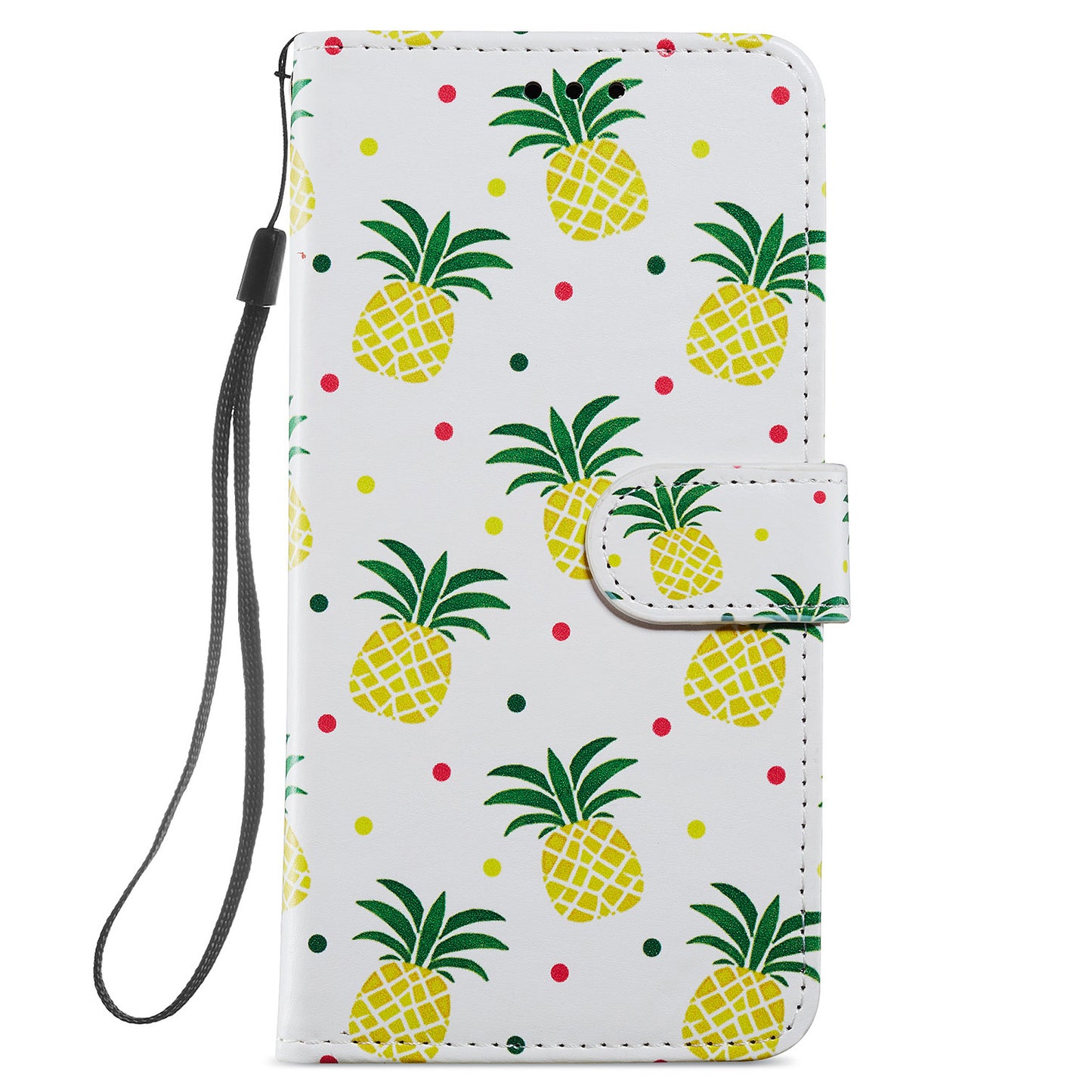 For Samsung Galaxy S24 Case Pattern Printing PU Leather Stand Phone Cover - Pineapple