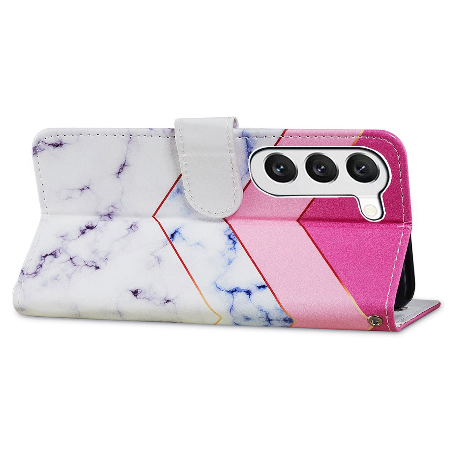 For Samsung Galaxy S24 Case Pattern Printing PU Leather Stand Phone Cover - Smoke Marble