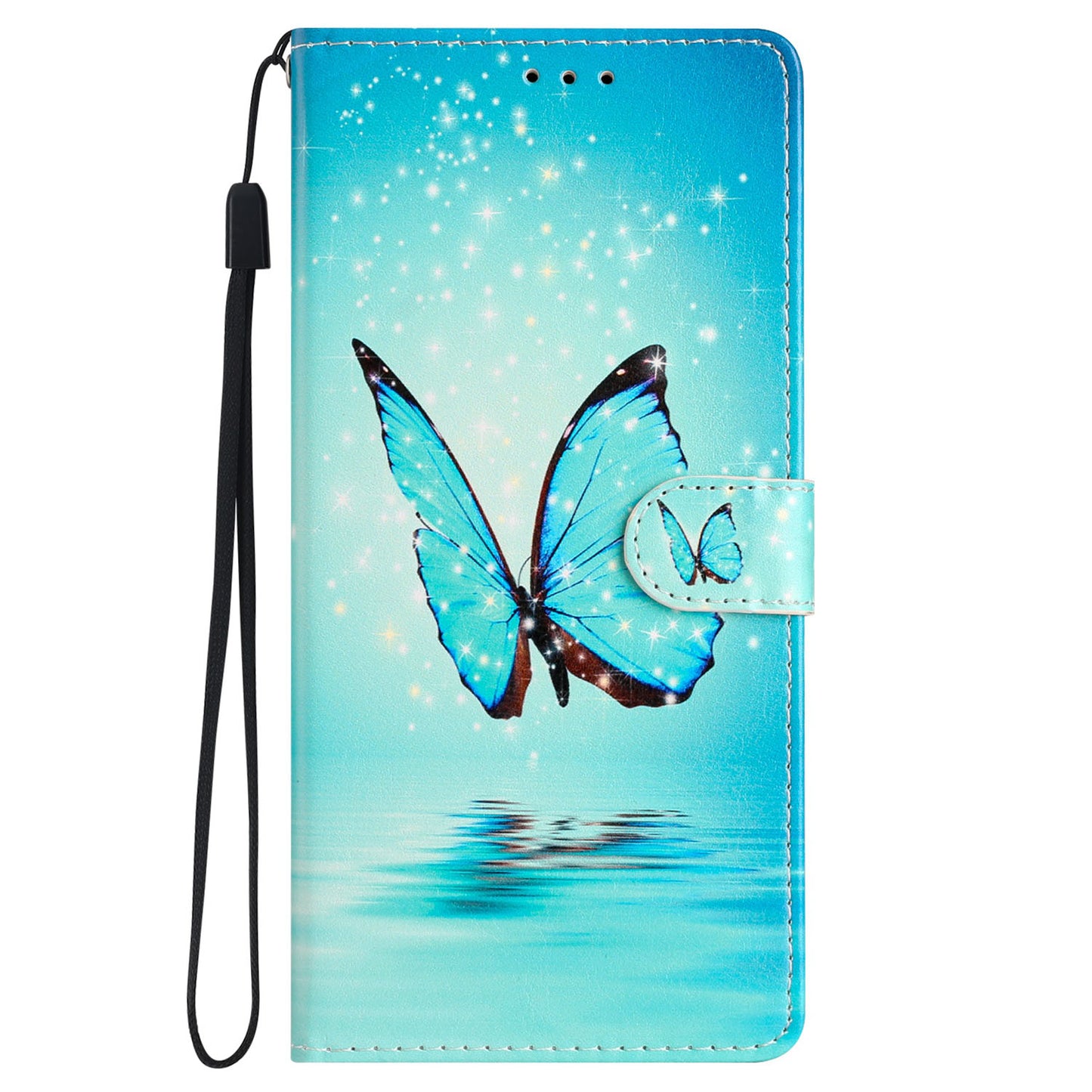 For Samsung Galaxy S24+ Case Pattern Printing PU Leather Wallet Phone Cover - Blue Butterfly