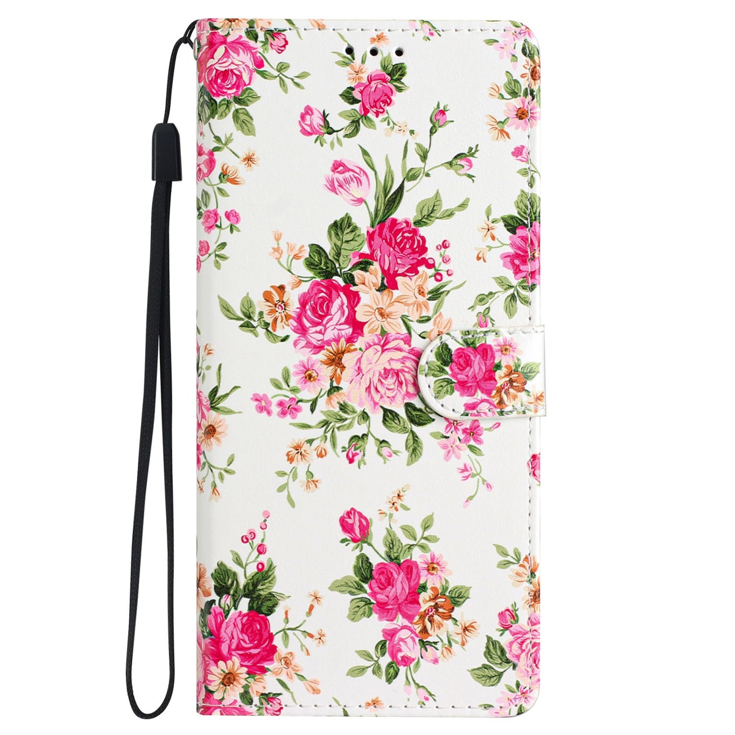 For Samsung Galaxy S24+ Case Pattern Printing PU Leather Wallet Phone Cover - Red Flowers
