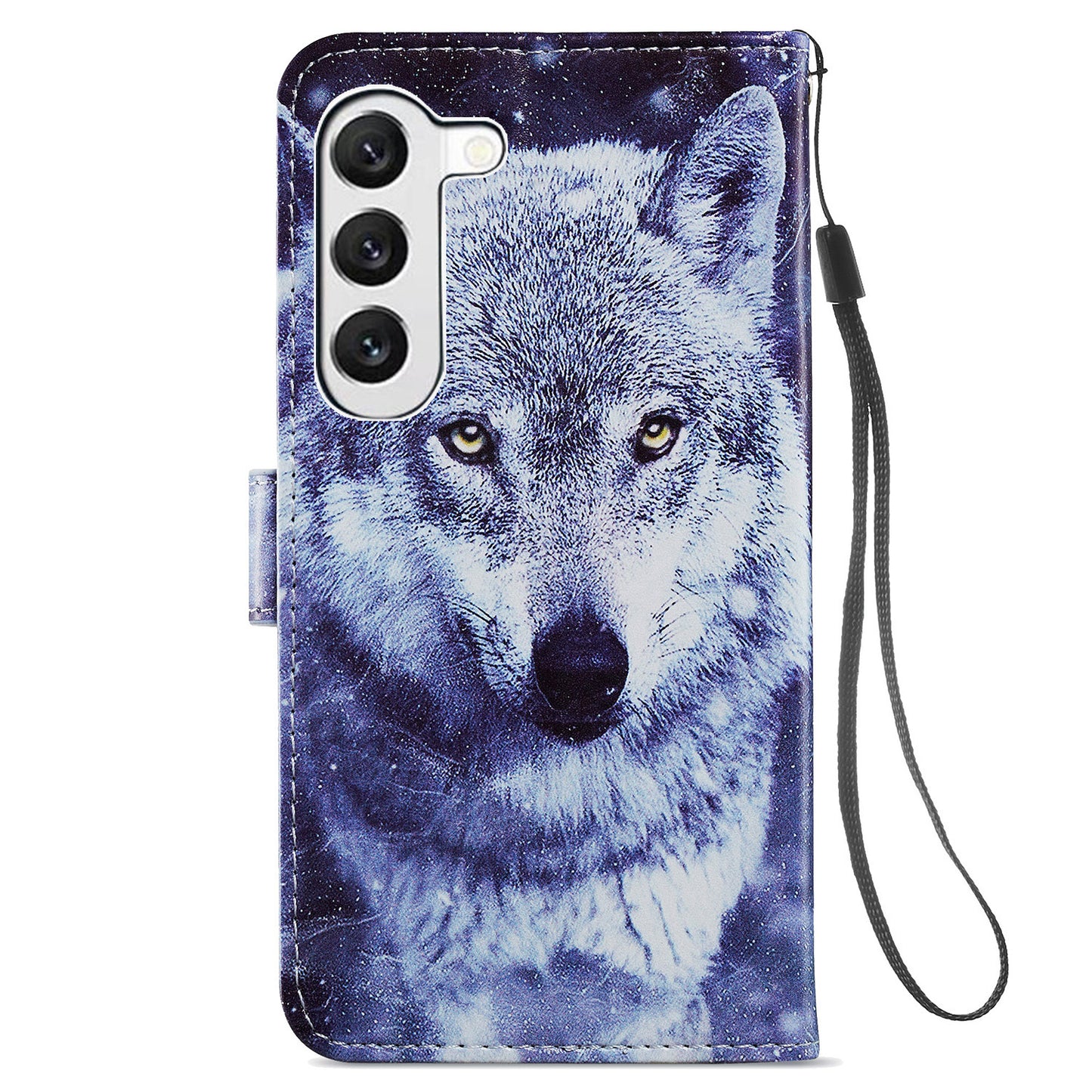 For Samsung Galaxy S24+ Case Pattern Printing PU Leather Wallet Phone Cover - White Wolf