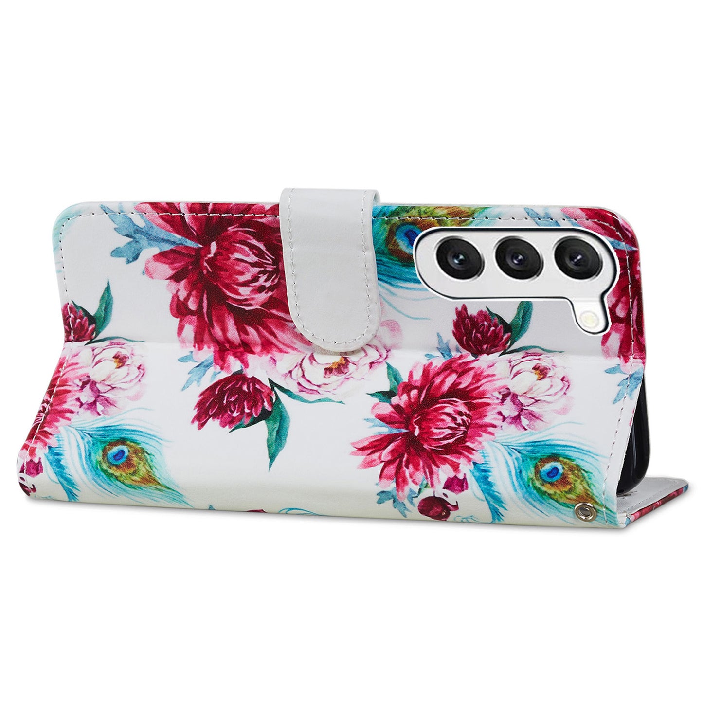 For Samsung Galaxy S24+ Case Pattern Printing PU Leather Wallet Phone Cover - Peacock Flower