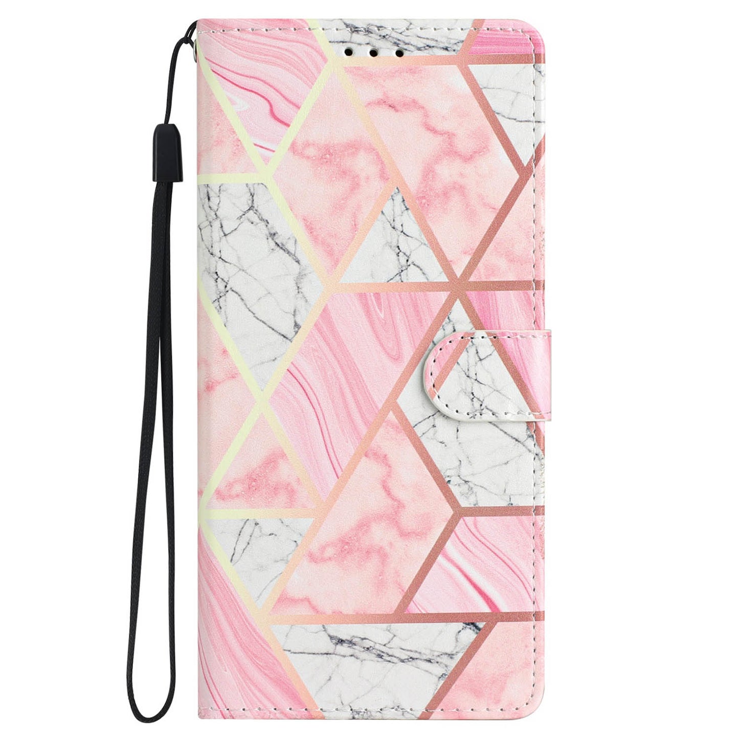 For Samsung Galaxy S24 Ultra Case PU Leather Flip Pattern Printing Phone Cover - Pink Marble