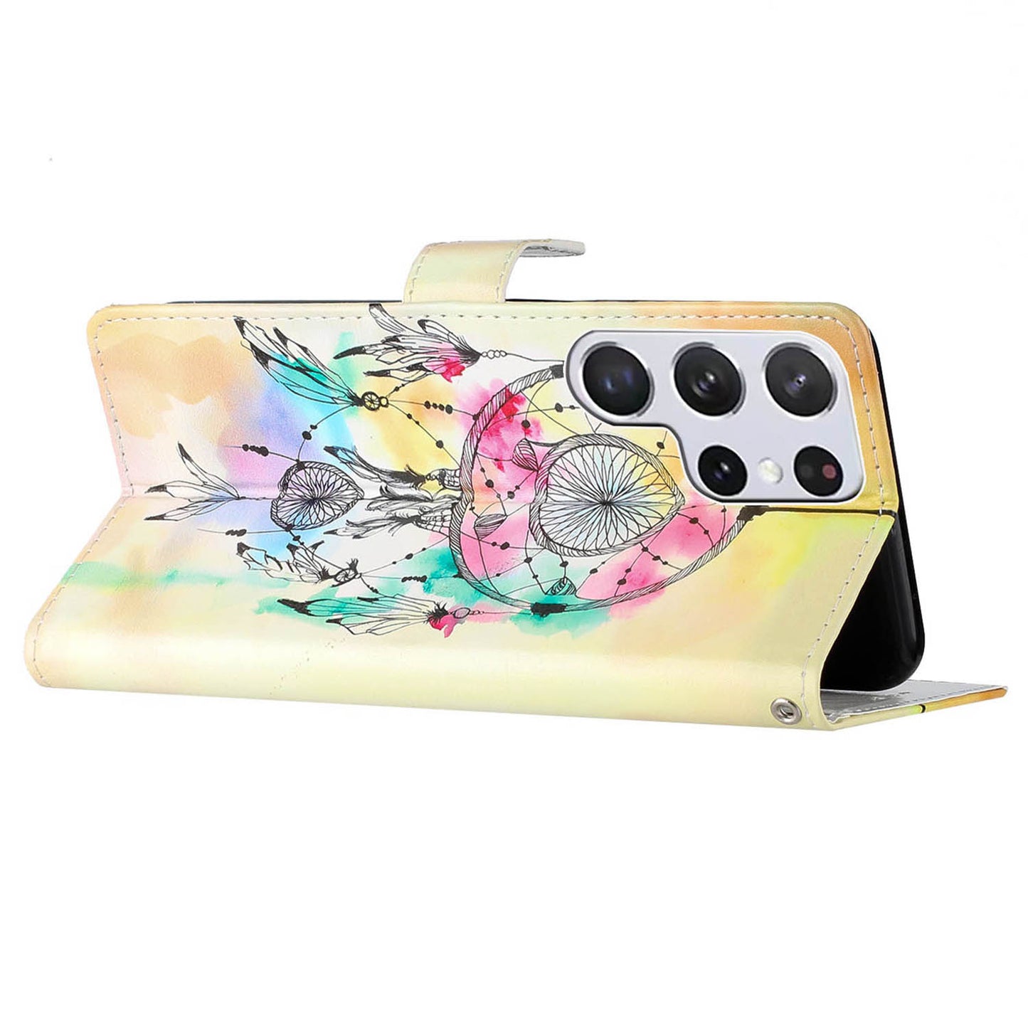 For Samsung Galaxy S24 Ultra Case PU Leather Flip Pattern Printing Phone Cover - Wind Chime