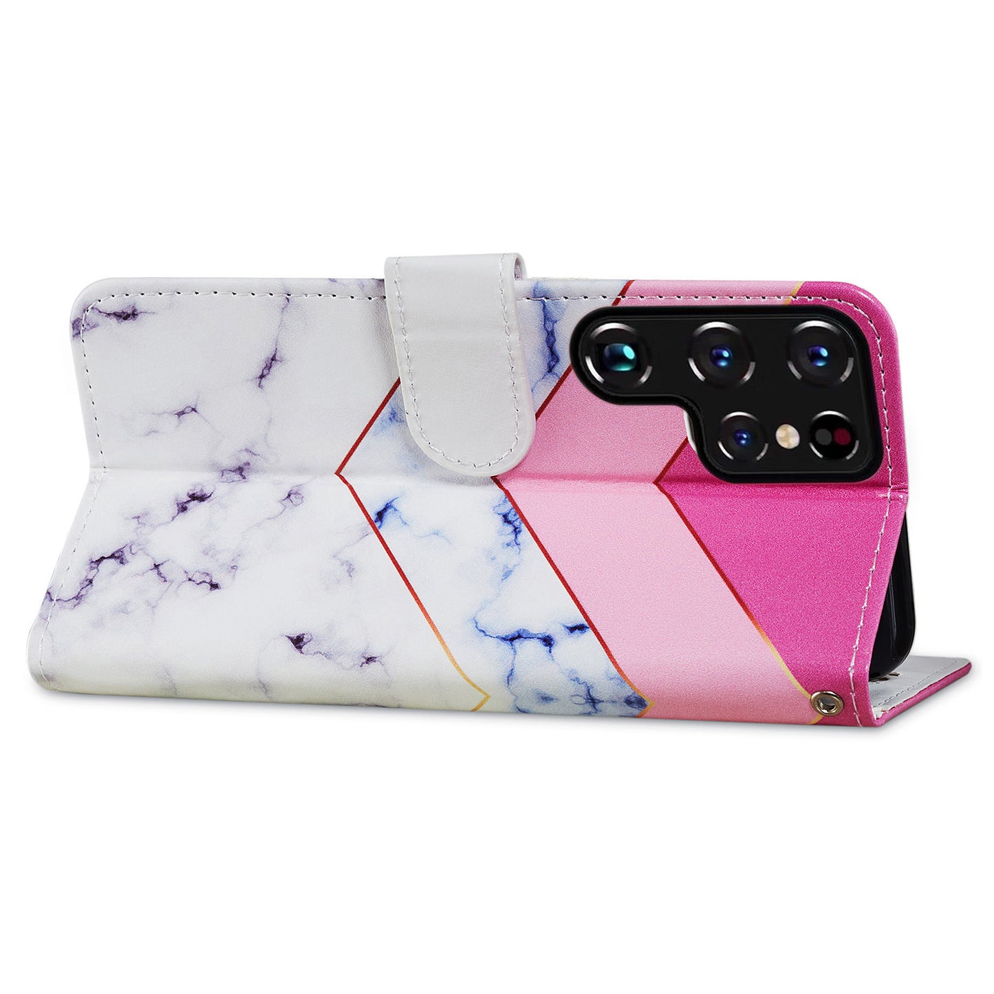 For Samsung Galaxy S24 Ultra Case PU Leather Flip Pattern Printing Phone Cover - Smoke Marble