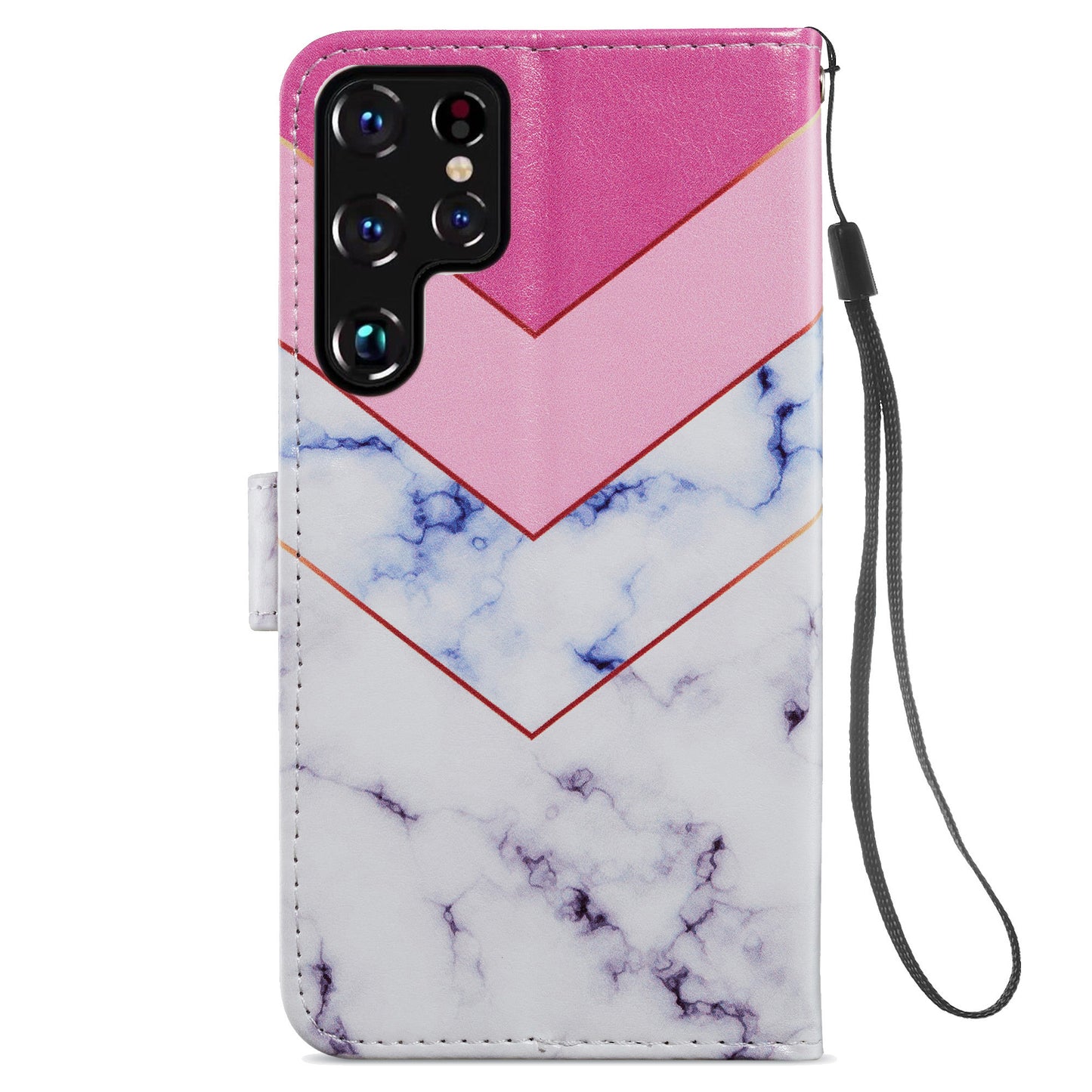 For Samsung Galaxy S24 Ultra Case PU Leather Flip Pattern Printing Phone Cover - Smoke Marble