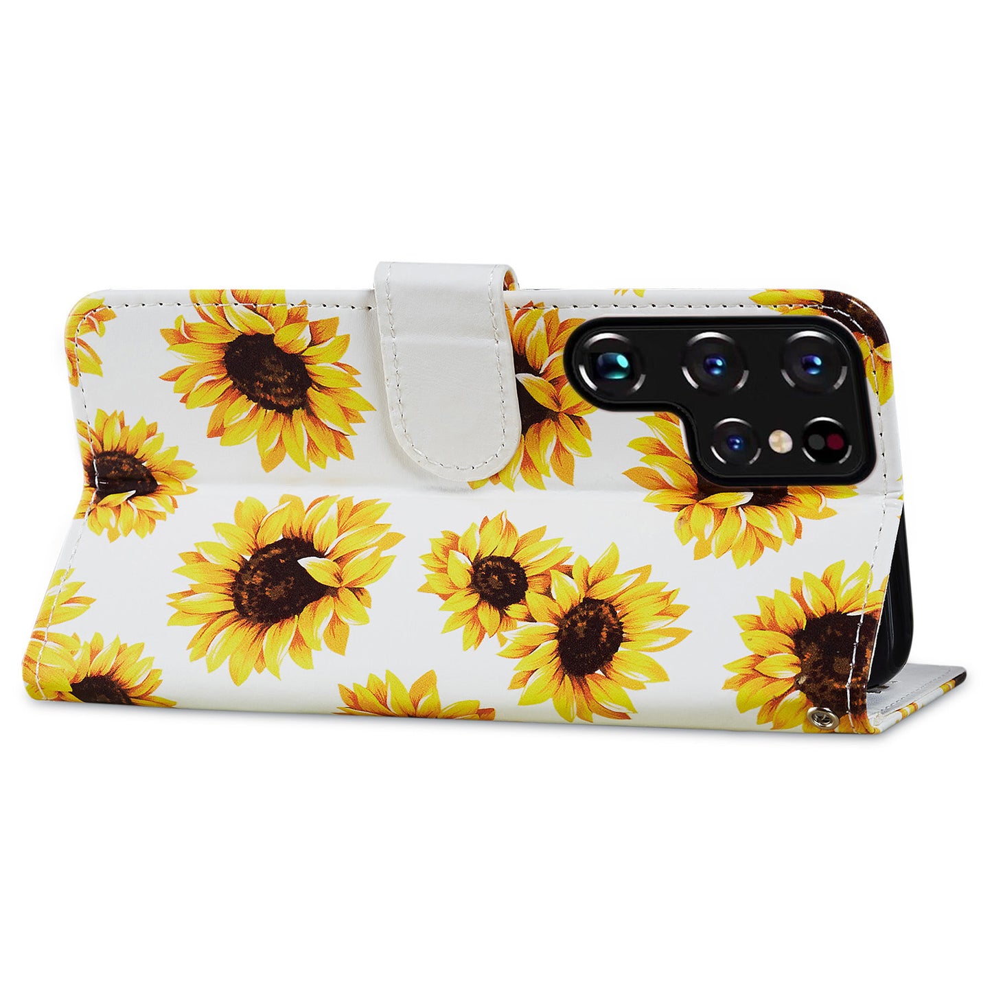 For Samsung Galaxy S24 Ultra Case PU Leather Flip Pattern Printing Phone Cover - Sunflower