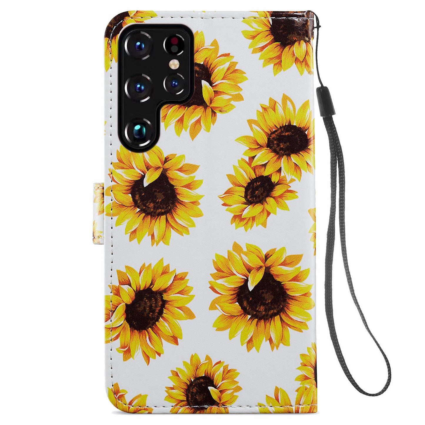 For Samsung Galaxy S24 Ultra Case PU Leather Flip Pattern Printing Phone Cover - Sunflower