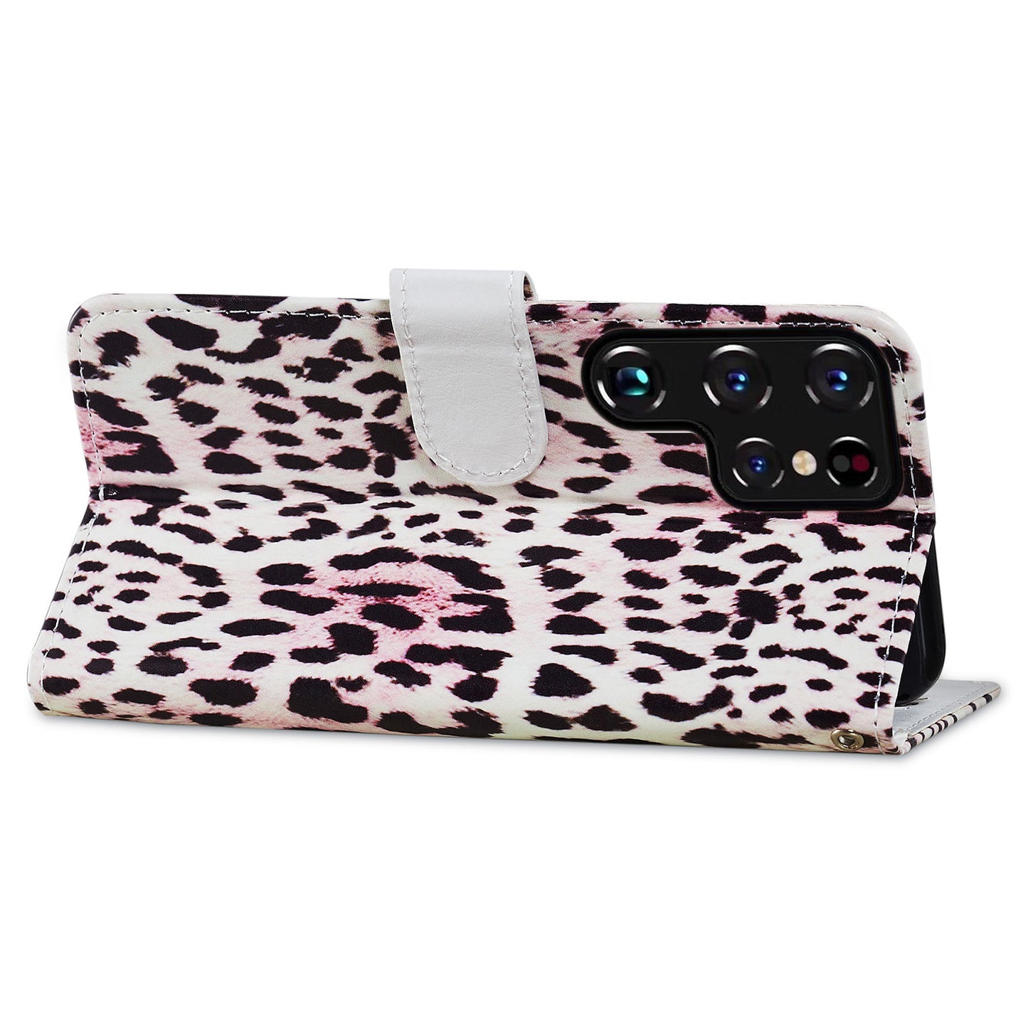 For Samsung Galaxy S24 Ultra Case PU Leather Flip Pattern Printing Phone Cover - Leopard