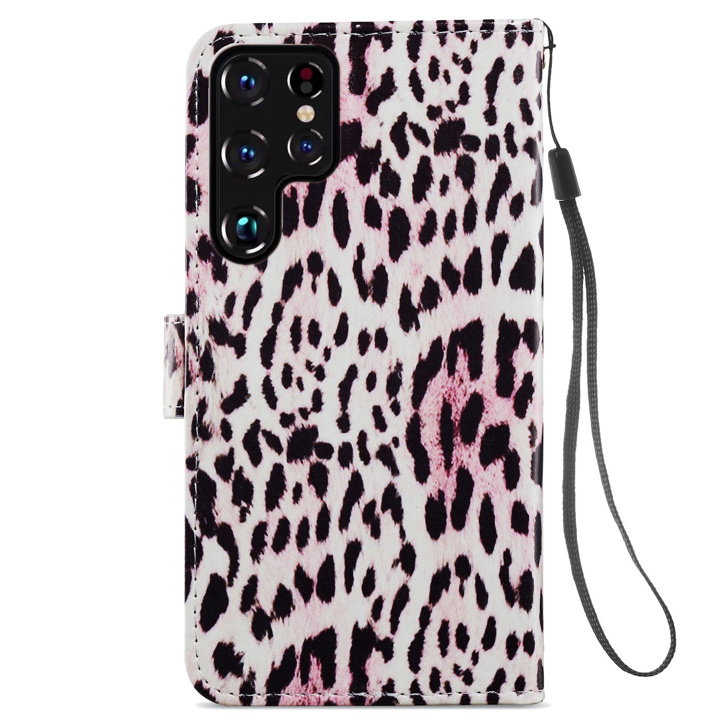 For Samsung Galaxy S24 Ultra Case PU Leather Flip Pattern Printing Phone Cover - Leopard