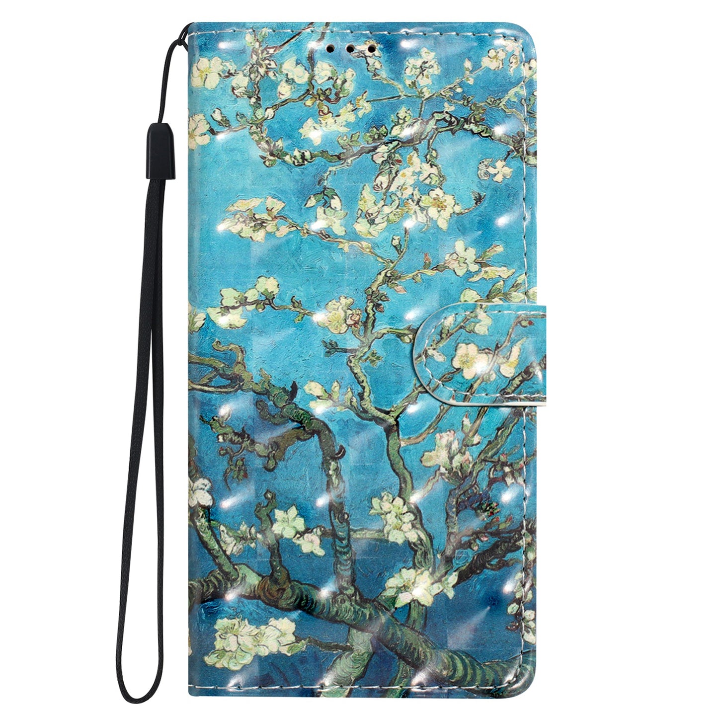 For Samsung Galaxy S24+ Case 3D Pattern PU Leather Flip Phone Cover - Apricot Blossom