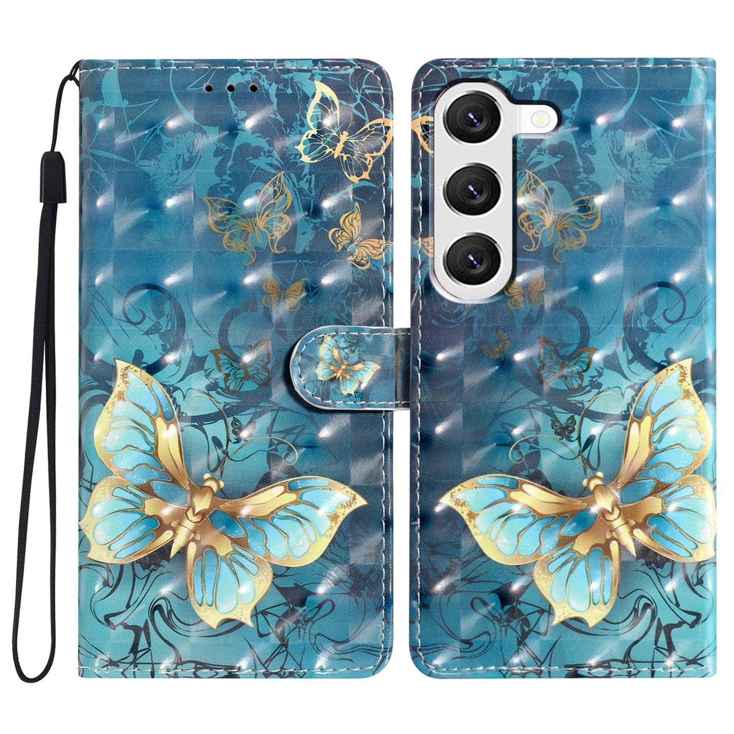 For Samsung Galaxy S24+ Case 3D Pattern PU Leather Flip Phone Cover - Butterfly