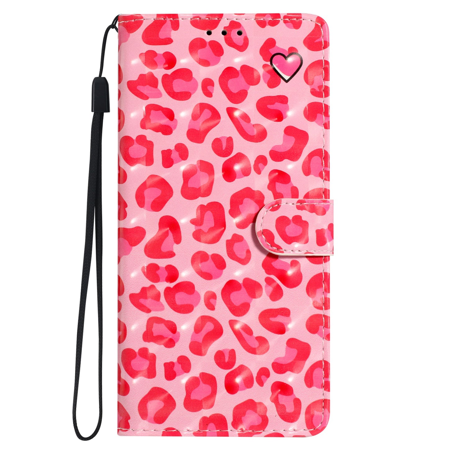 For Samsung Galaxy S24+ Case 3D Pattern PU Leather Flip Phone Cover - Pink Leopard Print