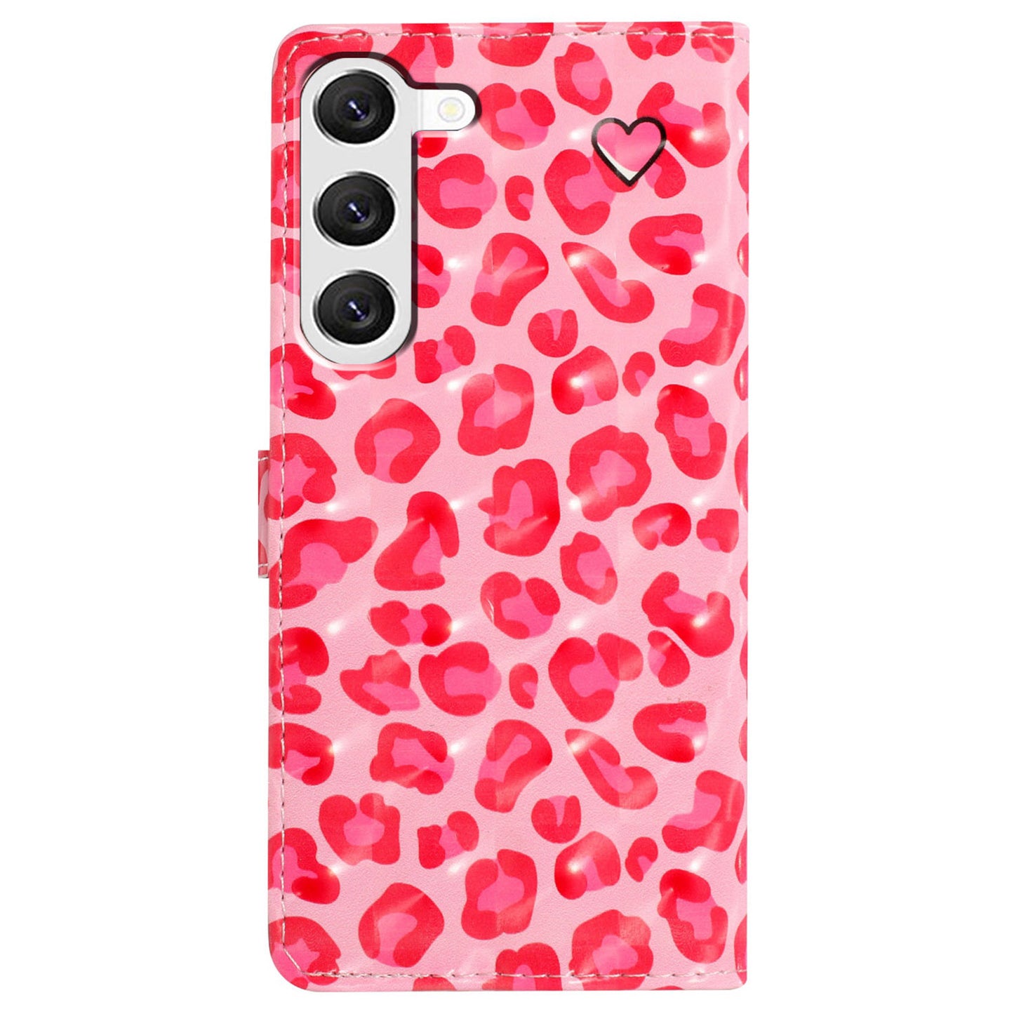 For Samsung Galaxy S24+ Case 3D Pattern PU Leather Flip Phone Cover - Pink Leopard Print