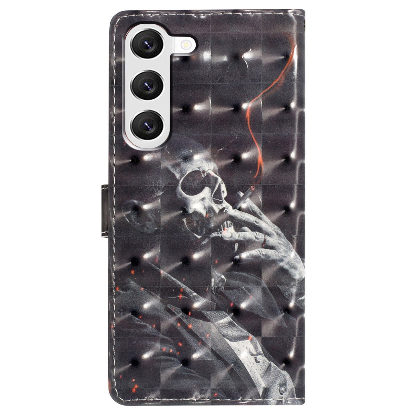 For Samsung Galaxy S24+ Case 3D Pattern PU Leather Flip Phone Cover - Smoking Skeleton