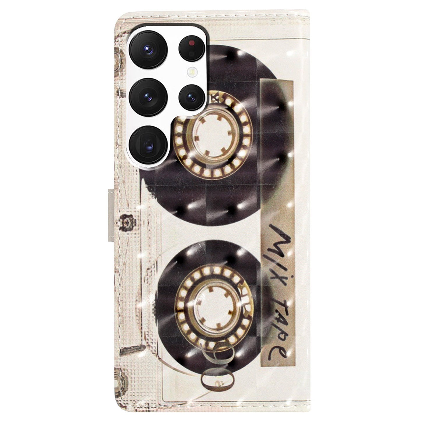 For Samsung Galaxy S24 Ultra Case PU Leather Wallet 3D Pattern Phone Cover - Tape