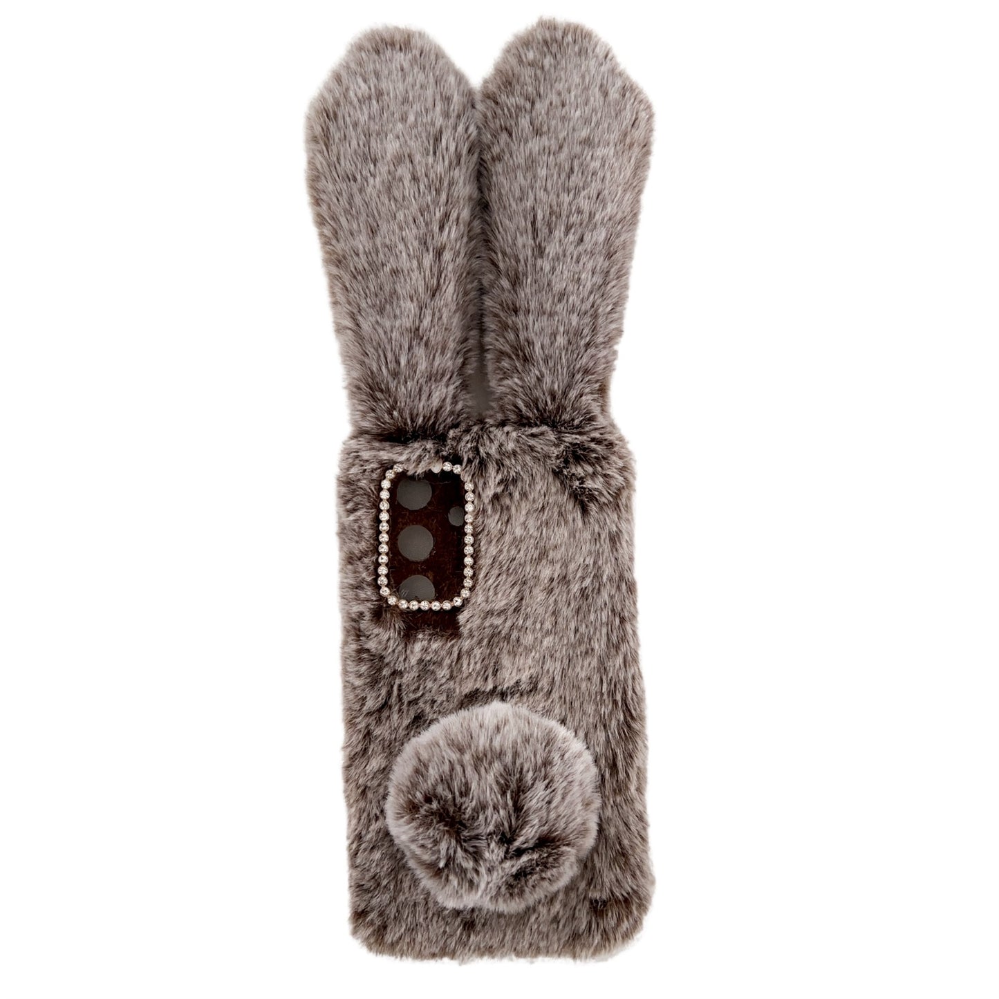 For Samsung Galaxy S24+ Case 3D Bunny Ears Fuzzy Winter Warm Phone Cover - Brown