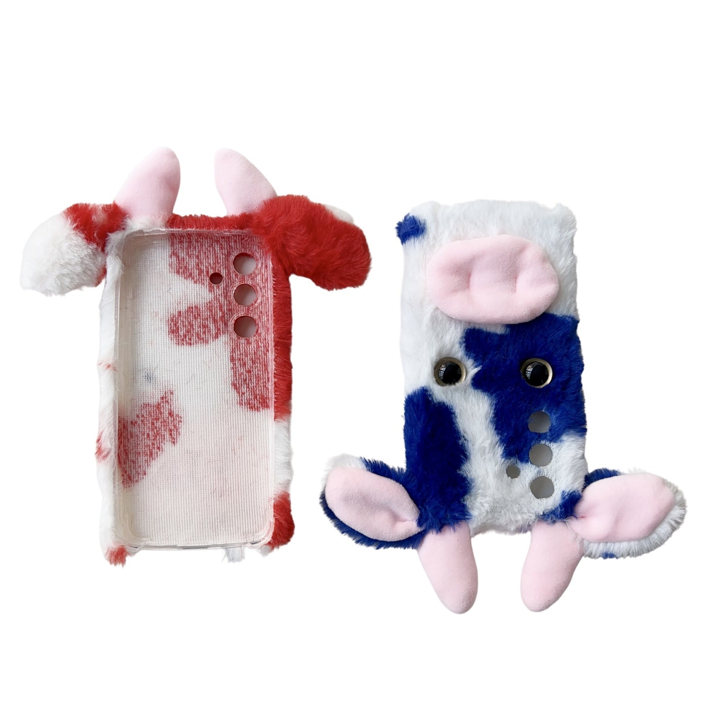 For Samsung Galaxy S24 Case Cute Stylish Cows Ear Furry Soft TPU Case - Rose