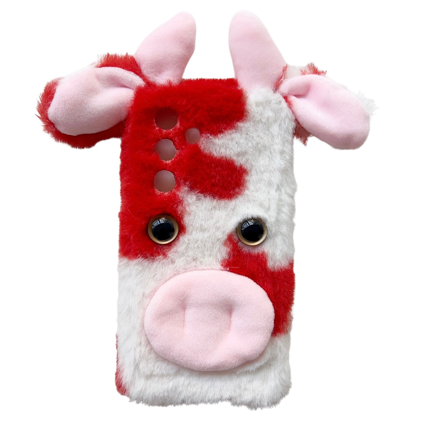 For Samsung Galaxy S24+ Shockproof Case Cute Cows Ear Furry Soft TPU Phone Cover - Red