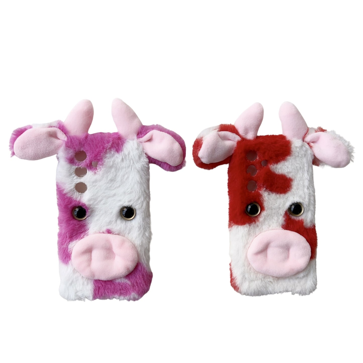 For Samsung Galaxy S24+ Shockproof Case Cute Cows Ear Furry Soft TPU Phone Cover - Red