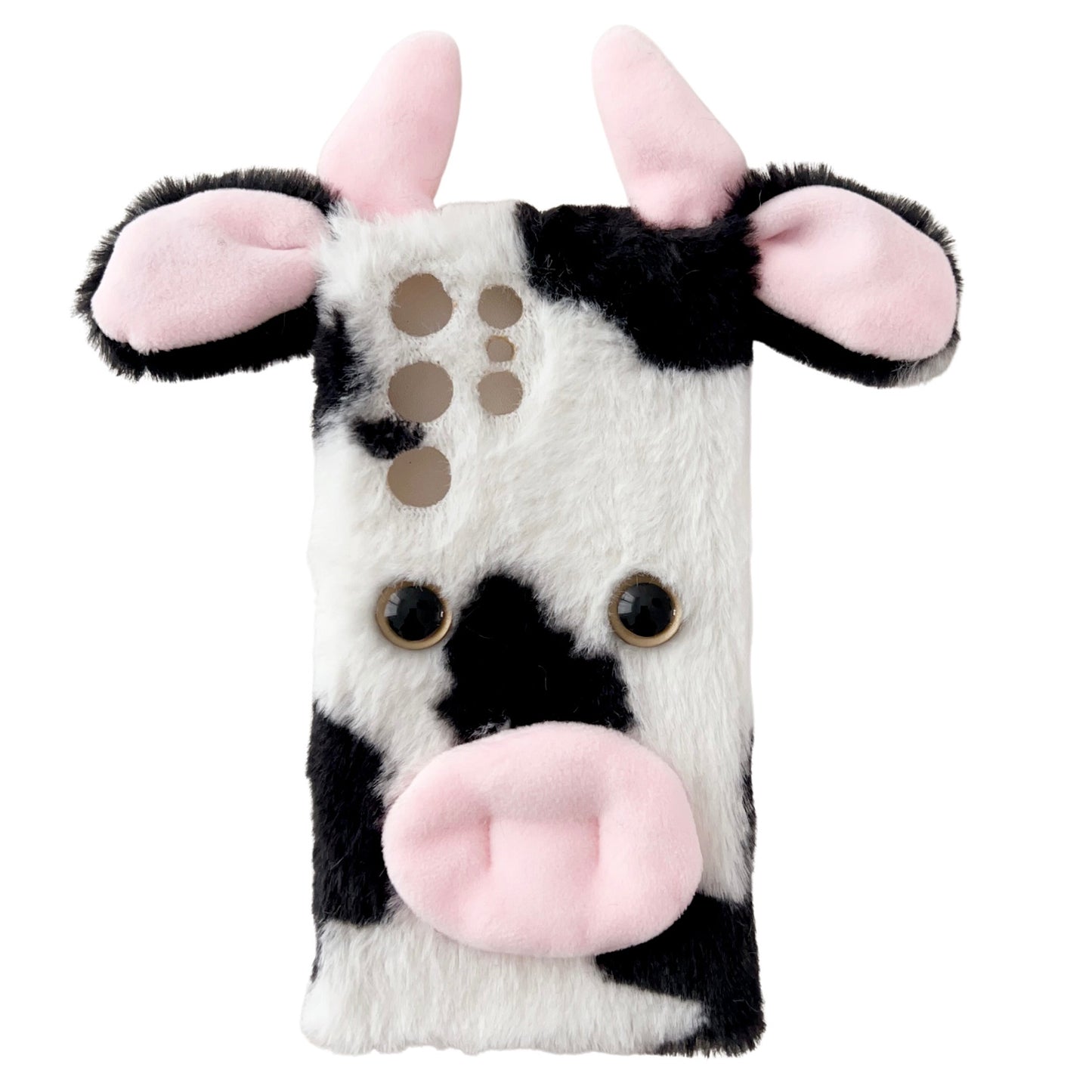 For Samsung Galaxy S24 Ultra Slim Case Fluffy Cows Ear Soft TPU Phone Case - Black