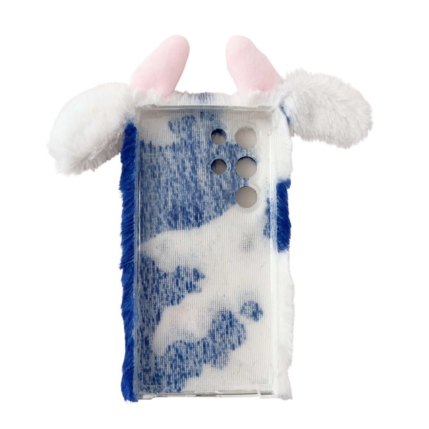For Samsung Galaxy S24 Ultra Slim Case Fluffy Cows Ear Soft TPU Phone Case - Blue