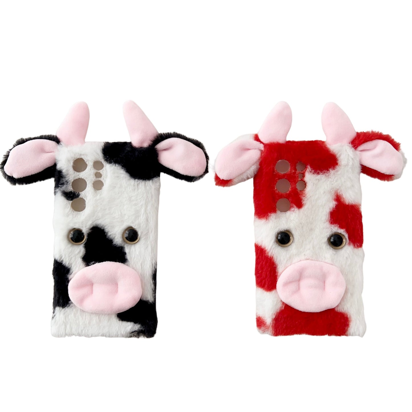 For Samsung Galaxy S24 Ultra Slim Case Fluffy Cows Ear Soft TPU Phone Case - Red
