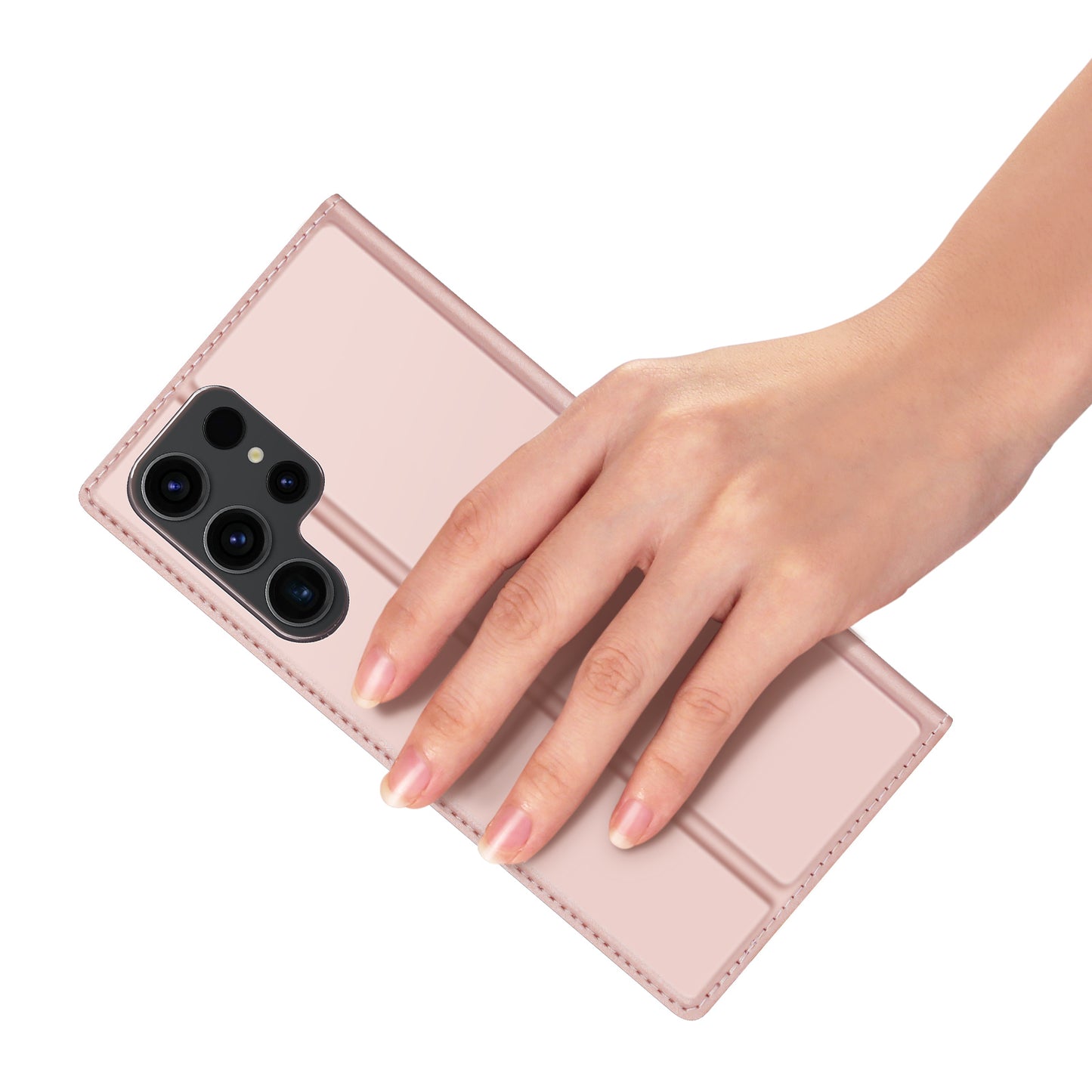 DUX DUCIS Skin Pro Series For Samsung Galaxy S24 Ultra Case PU Leather Phone Cover with Card Slot - Pink