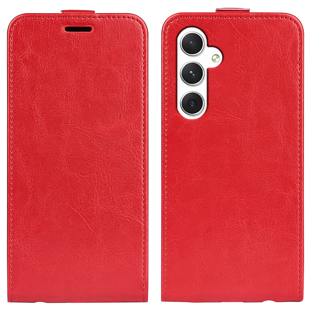 For Samsung Galaxy S24 Case Vertical Flip Leather Card Slot Phone Cover - Red