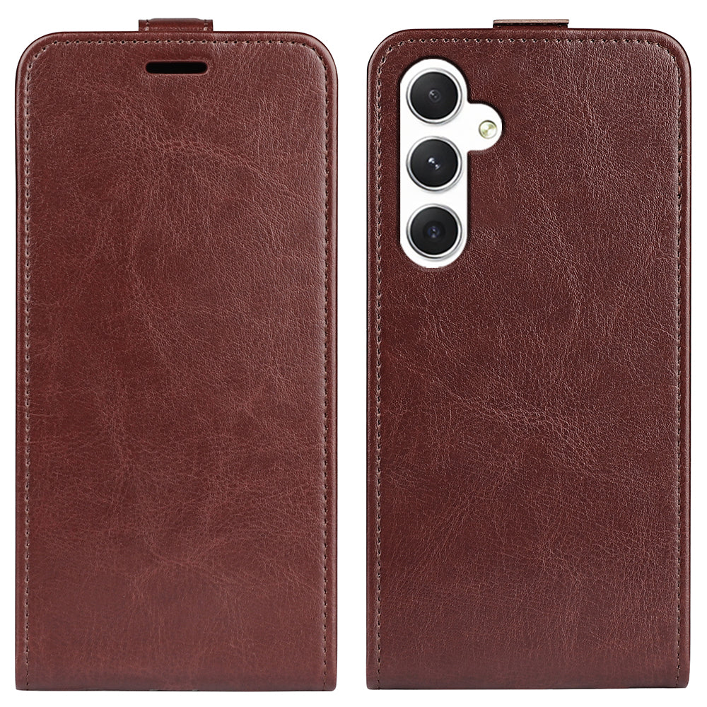For Samsung Galaxy S24 Case Vertical Flip Leather Card Slot Phone Cover - Brown