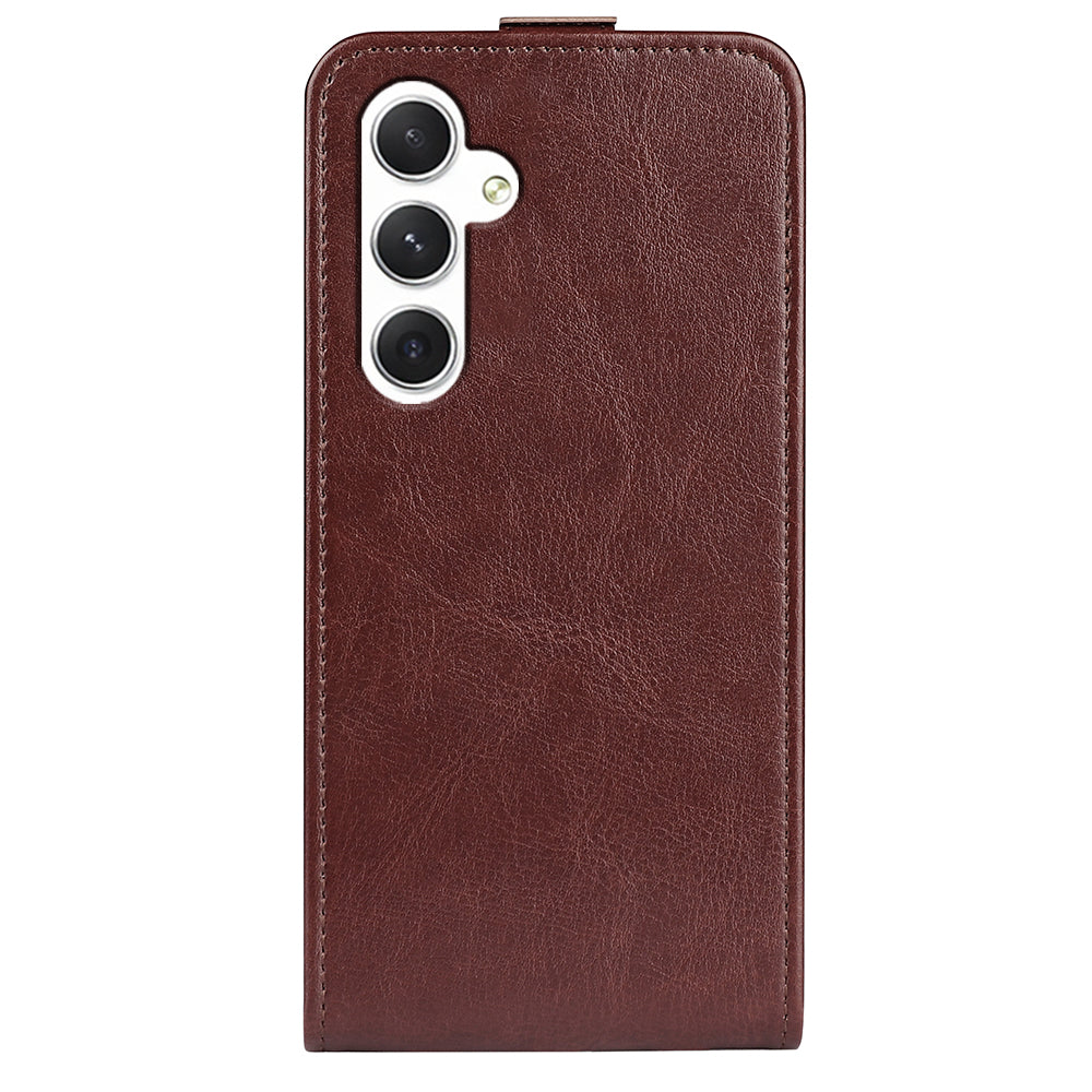 For Samsung Galaxy S24 Case Vertical Flip Leather Card Slot Phone Cover - Brown